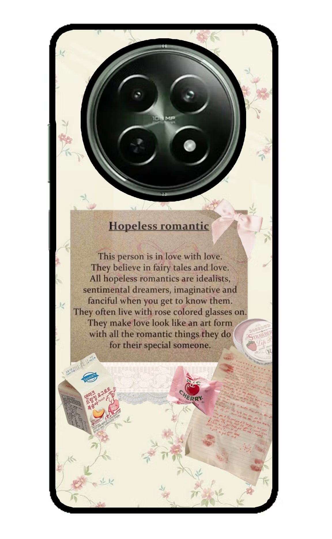 Hopeless Romantic Realme 12x 5G Back Cover - Hopeless Romantic Realme 12x 5G Glass Case Back Cover by Casekaro Hopeless Romantic Realme 12x 5G Glass Case Back Cover by Casekaro