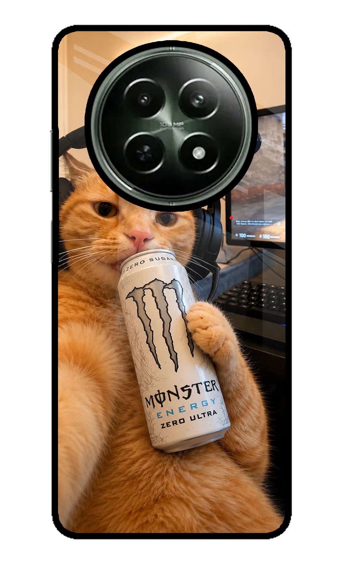 Gamer Cat Energy Realme 12x 5G Glass Case - Gamer Cat Energy Realme 12x 5G Glass Case Gamer Cat Energy Realme 12x 5G Glass Case