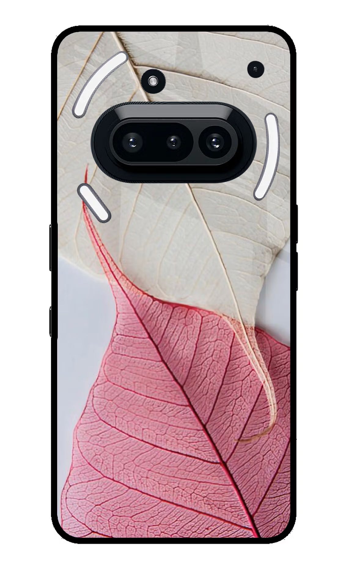 White Pink Leaf Nothing Phone 3A Glass Case - White Pink Leaf Nothing Phone 3A Glass Case White Pink Leaf Nothing Phone 3A Glass Case