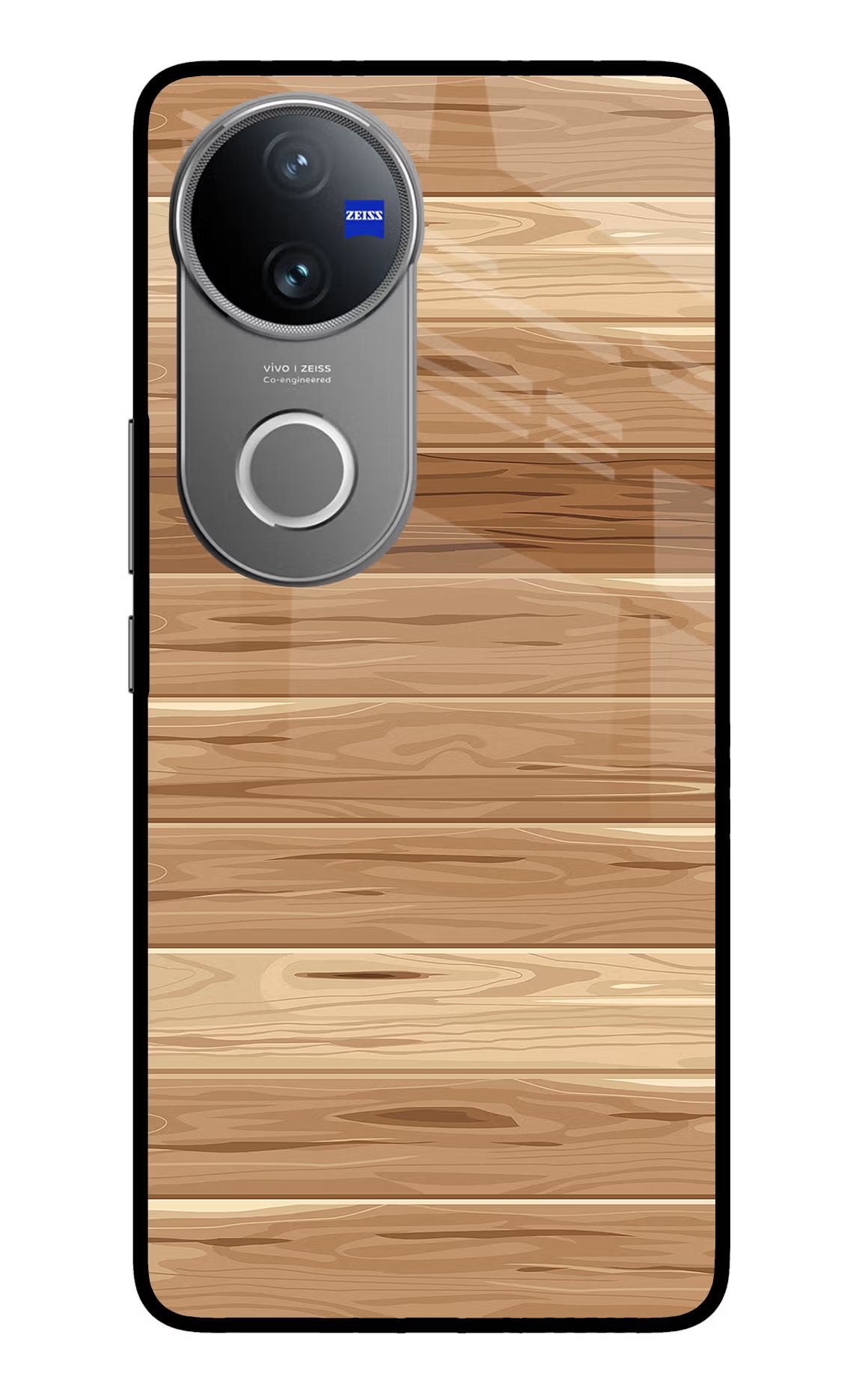 Wooden Vector Vivo V50 5G Glass Case Back Cover by Casekaro