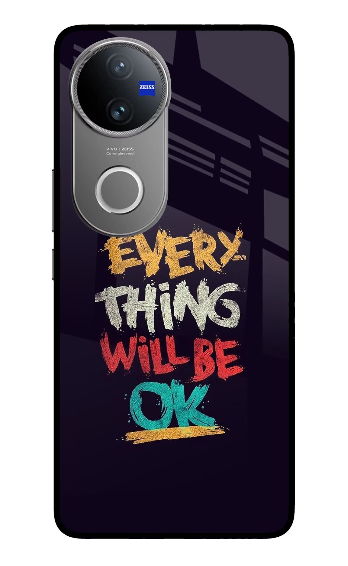 Everything Will Be Ok Vivo V50 5G Glass Case Back Cover by Casekaro