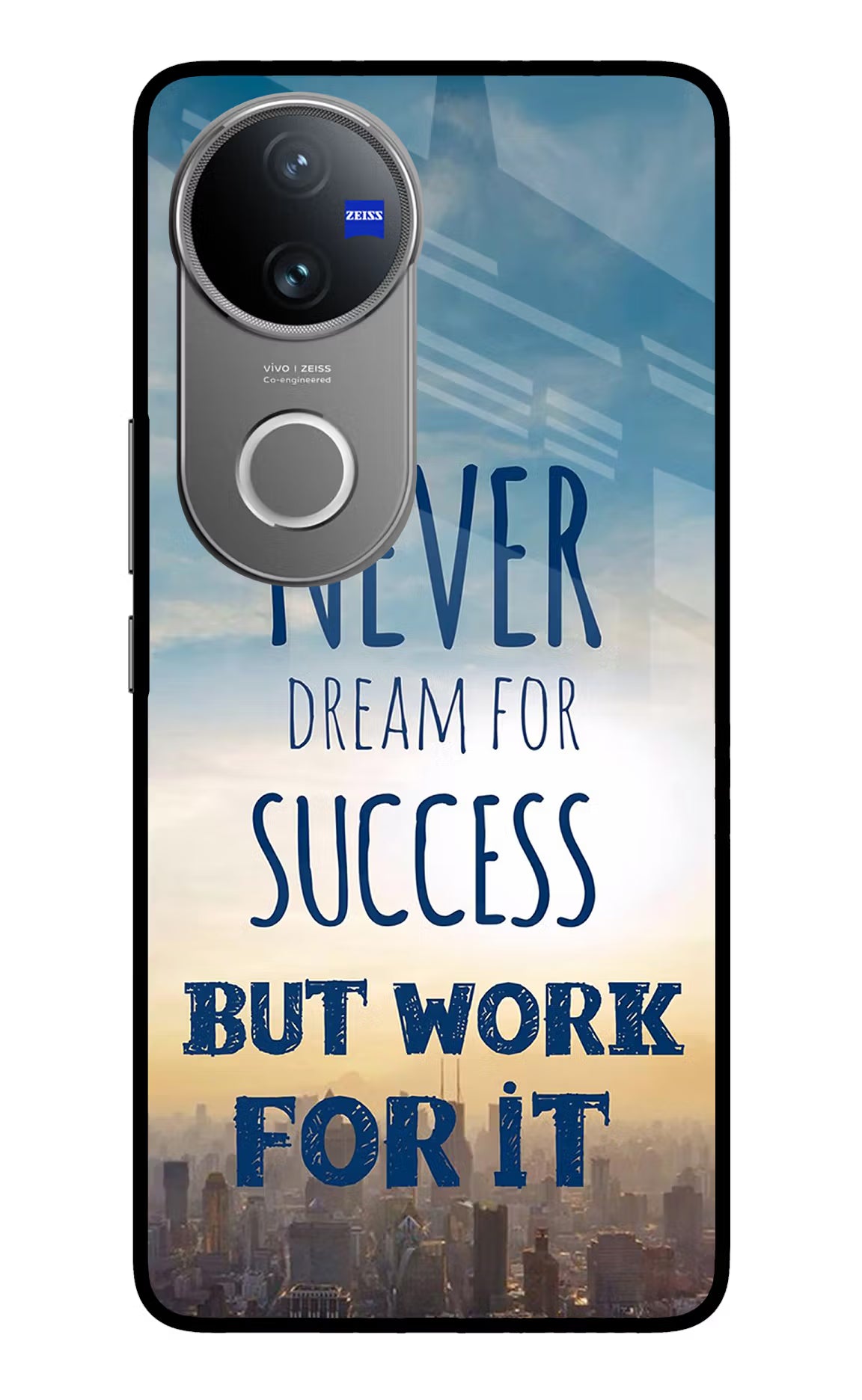 Never Dream For Success But Work For It Vivo V50 5G Glass Case Back Cover by Casekaro