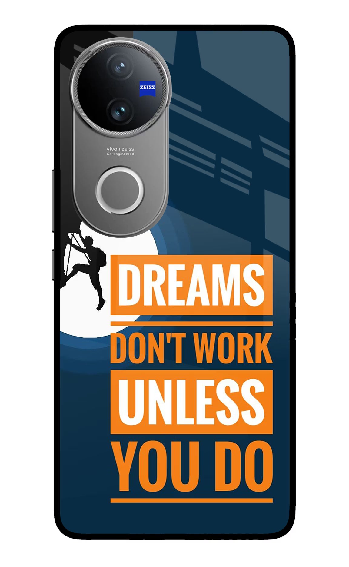 Dreams Don’T Work Unless You Do Vivo V50 5G Glass Case Back Cover by Casekaro