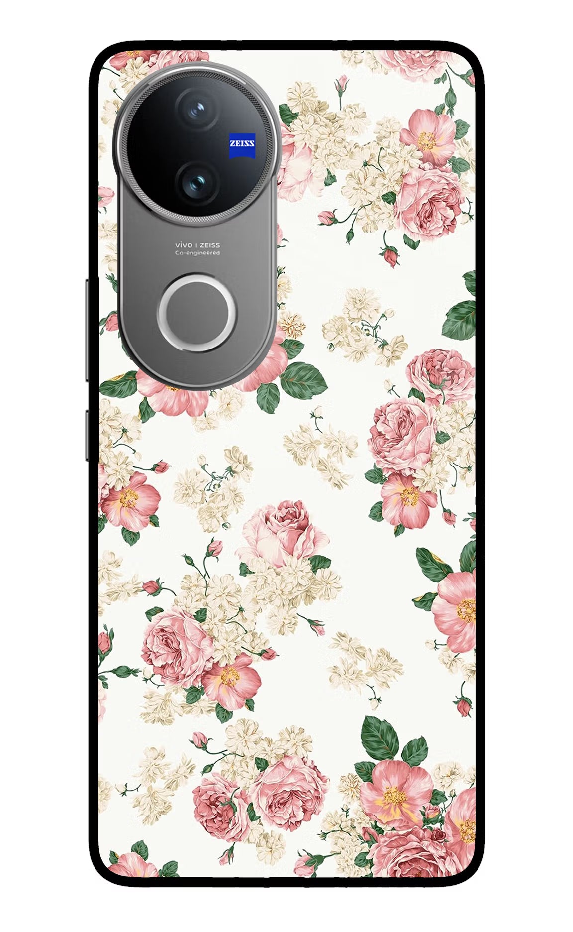 Flowers Vivo V50 5G Glass Case Back Cover by Casekaro