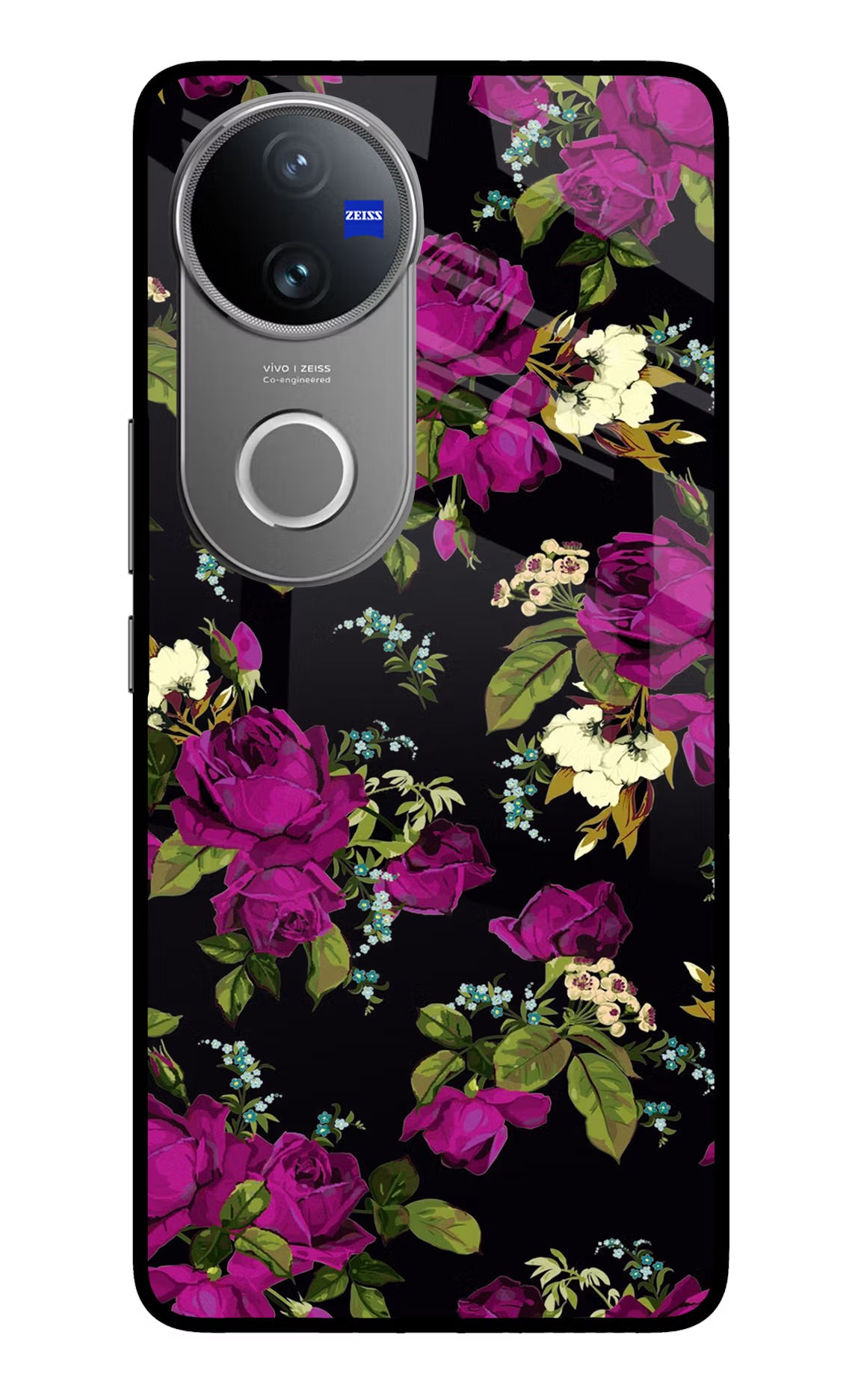 Flowers Vivo V50 5G Glass Case Back Cover by Casekaro