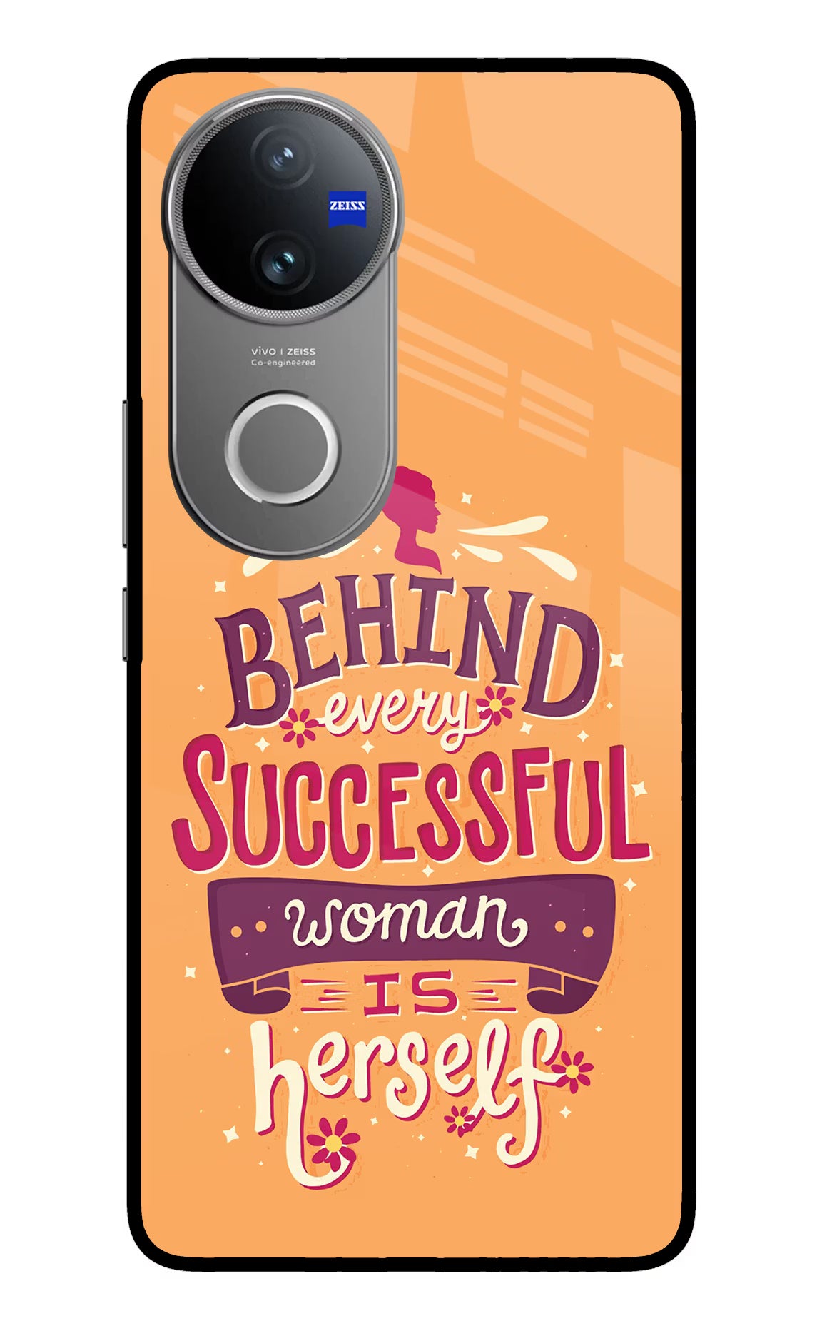 Behind Every Successful Woman There Is Herself Vivo V50 5G Glass Case Back Cover by Casekaro
