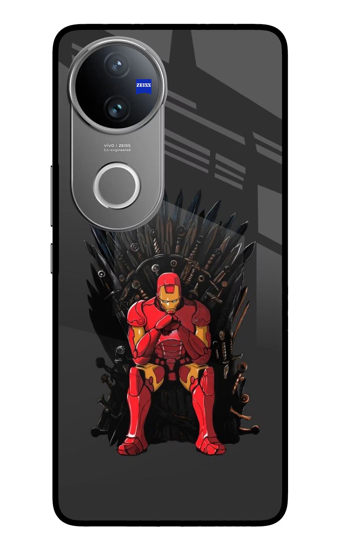 Ironman Throne Vivo V50 5G Glass Case - Ironman Throne Vivo V50 5G Glass Case Ironman Throne Vivo V50 5G Glass Case