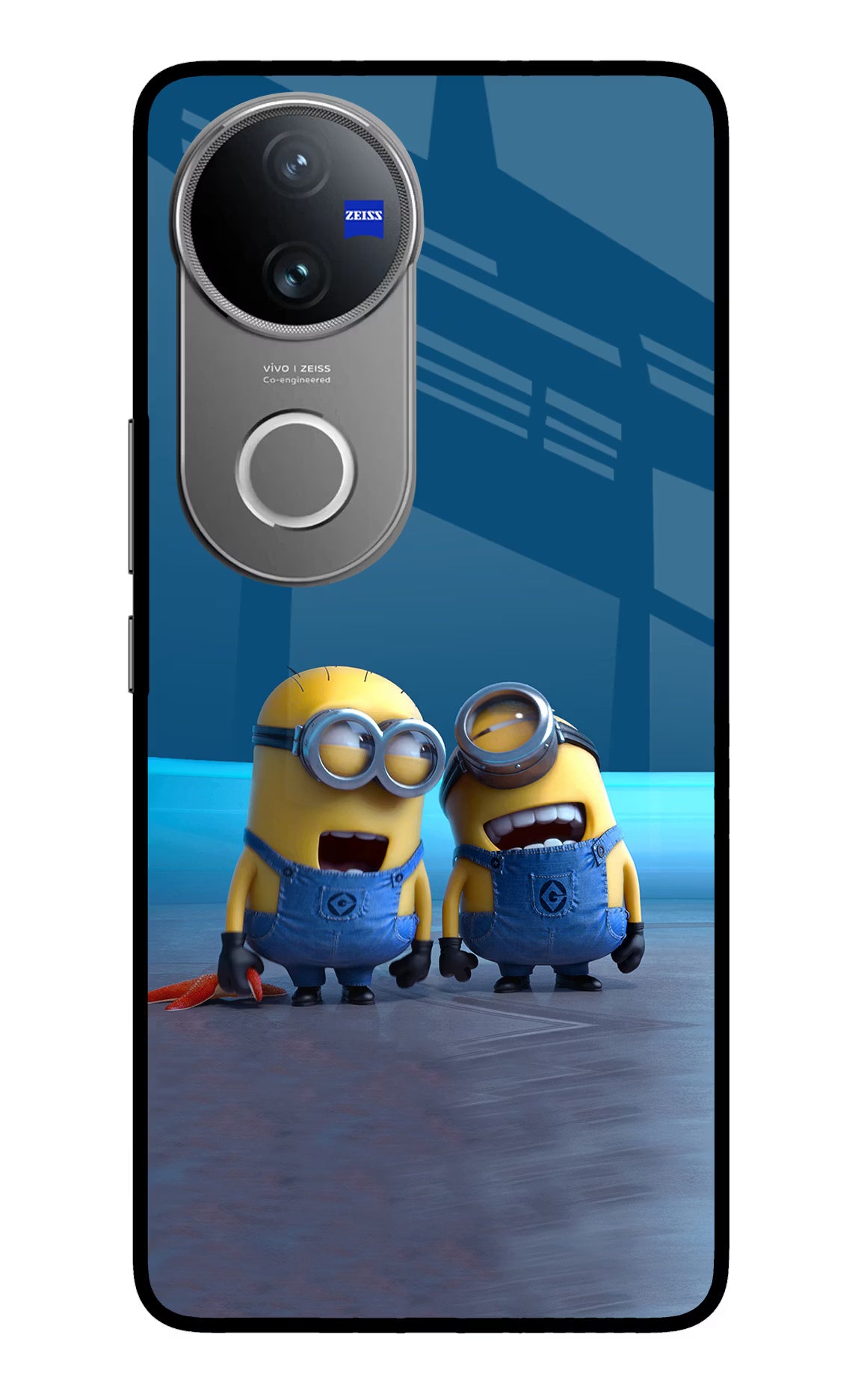 Minion Laughing Vivo V50 5G Glass Case Back Cover by Casekaro