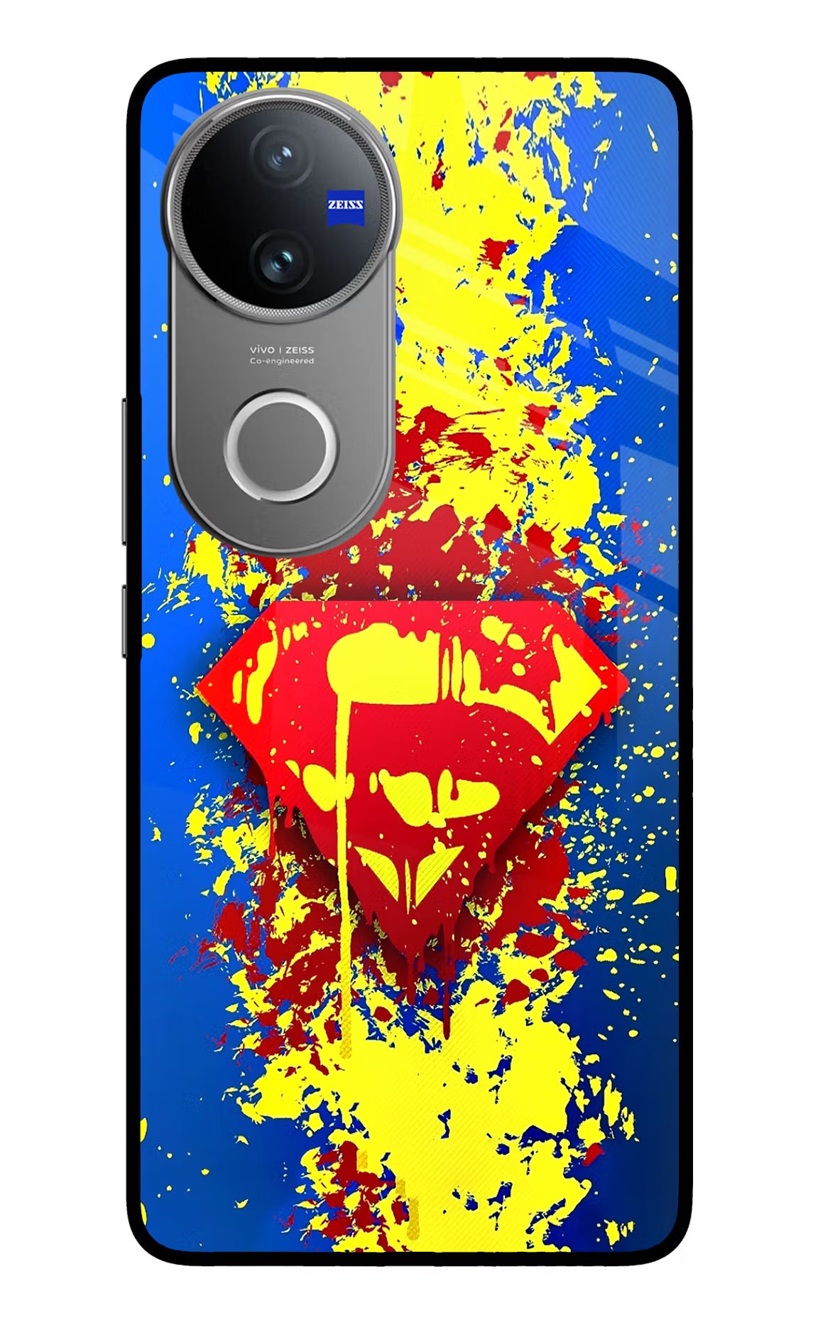 Superman logo Vivo V50 5G Glass Case Back Cover by Casekaro