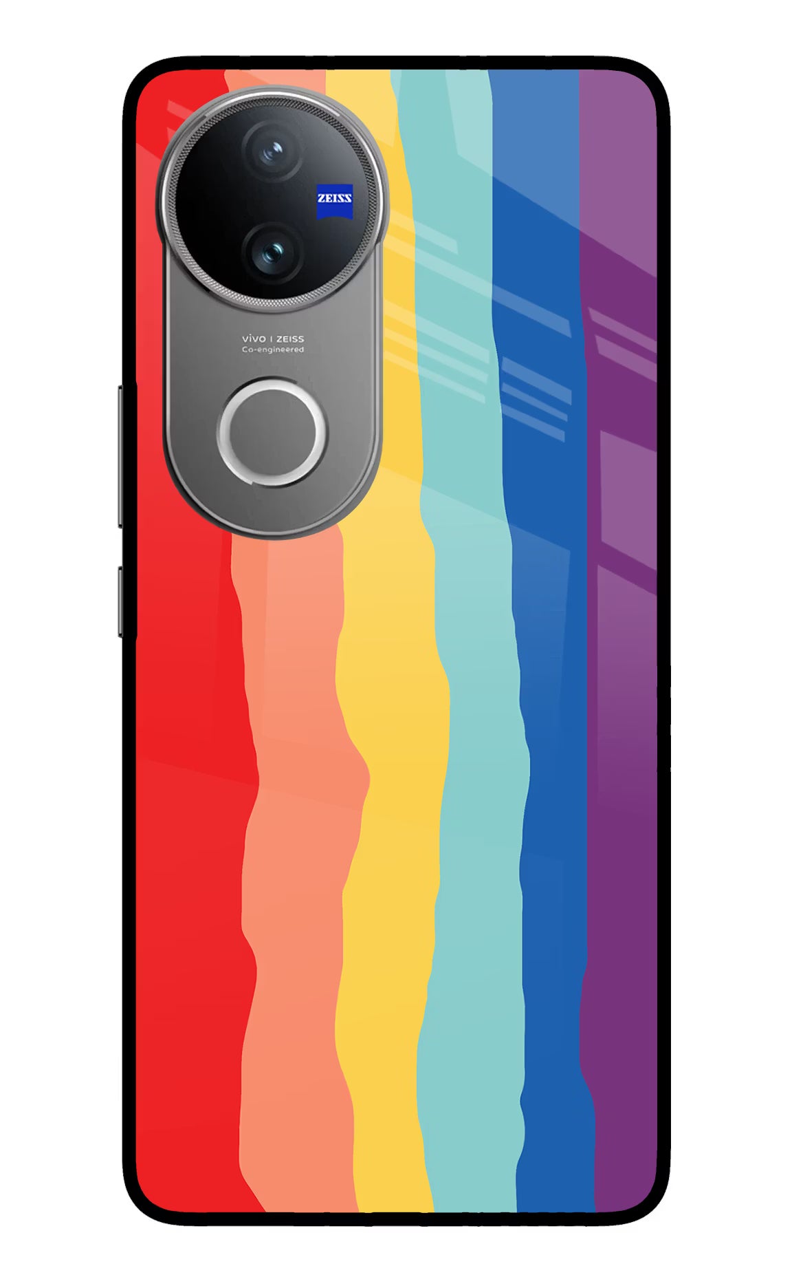 Rainbow Vivo V50 5G Glass Case Back Cover by Casekaro