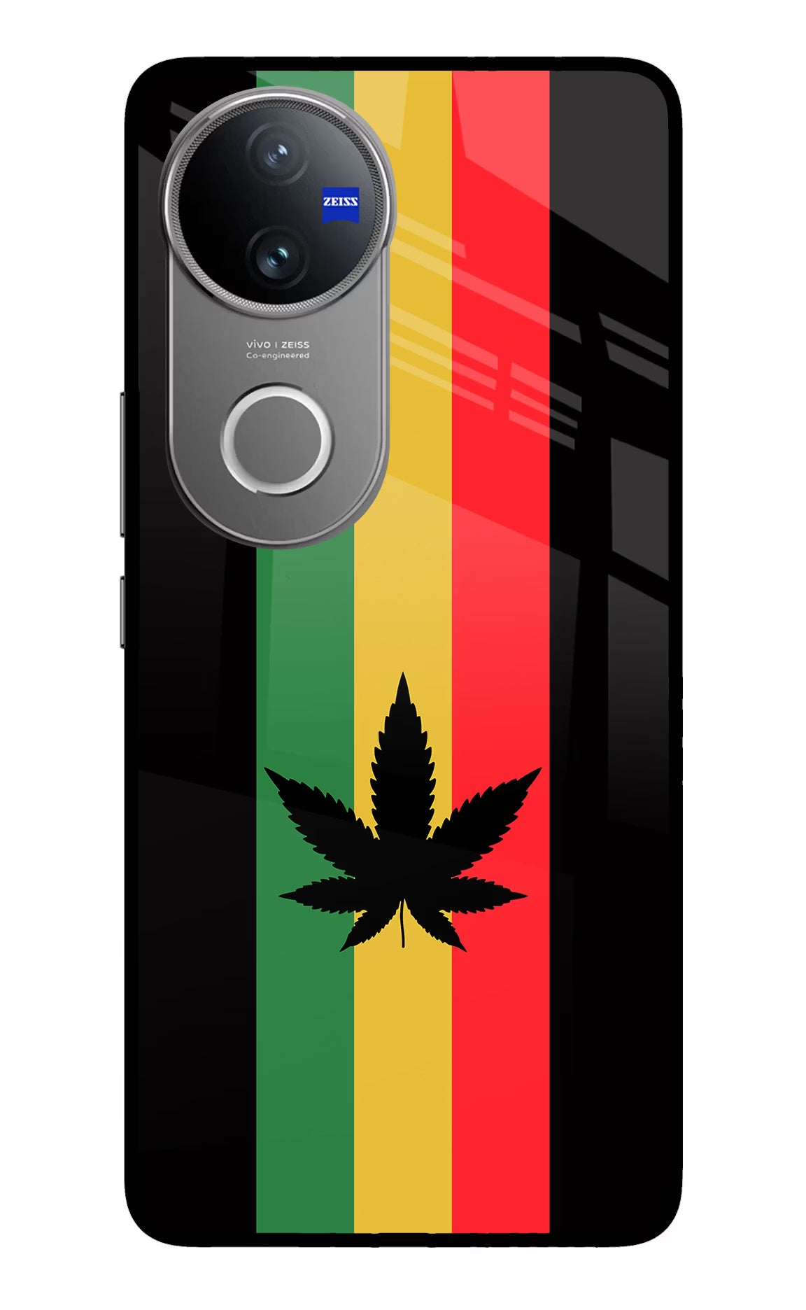 Weed Flag Vivo V50 5G Glass Case Back Cover by Casekaro