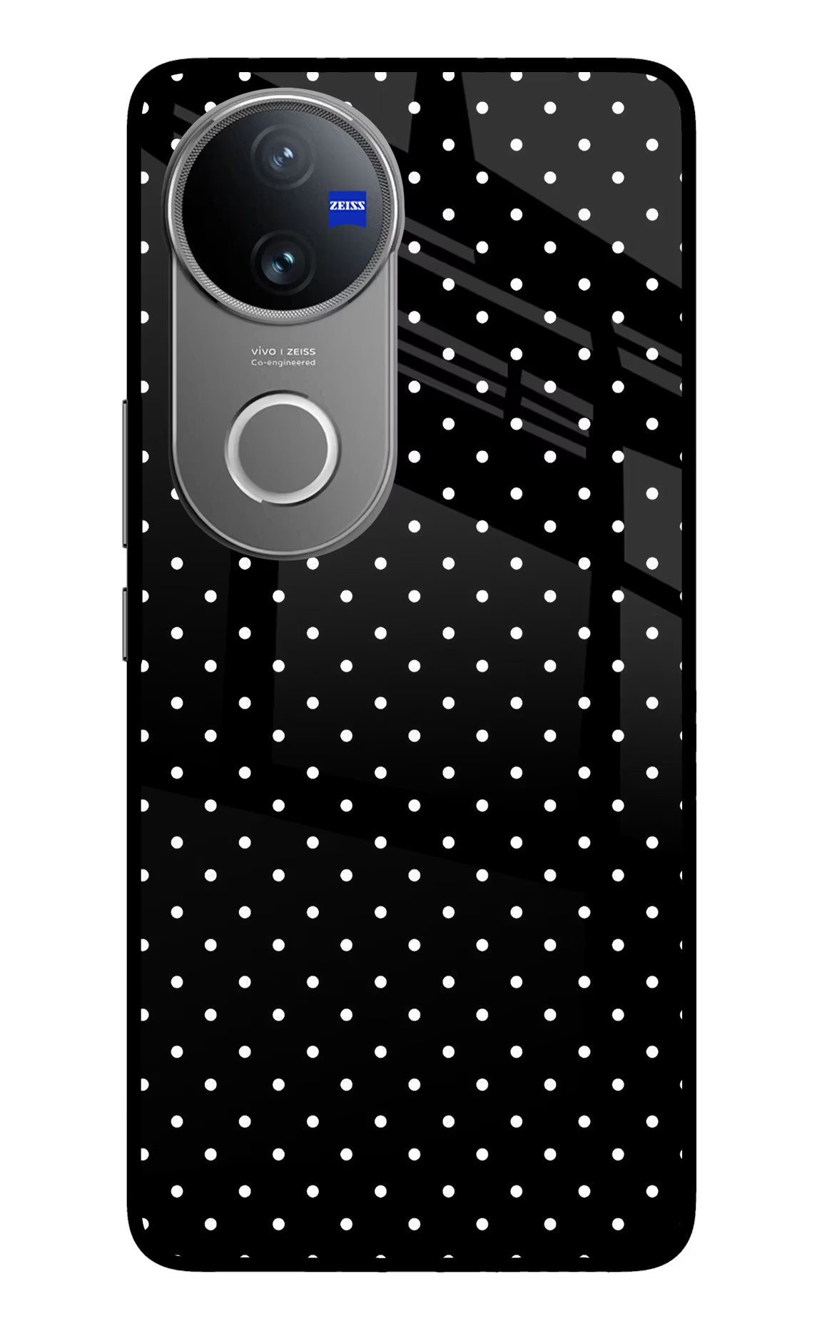 White Dots Vivo V50 5G Back Cover - White Dots Vivo V50 5G Glass Case Back Cover by Casekaro White Dots Vivo V50 5G Glass Case Back Cover by Casekaro