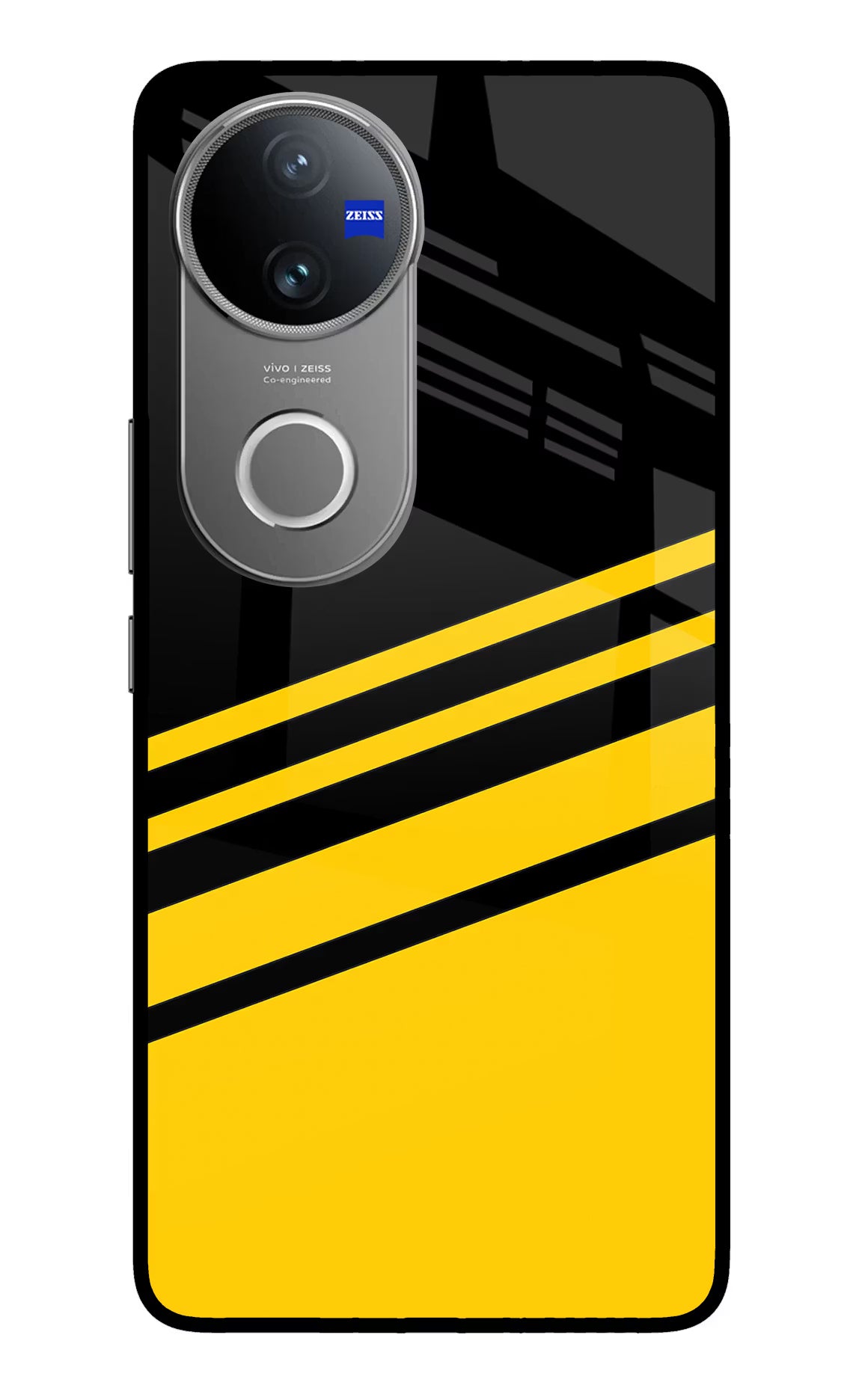 Yellow Shades Vivo V50 5G Glass Case Back Cover by Casekaro