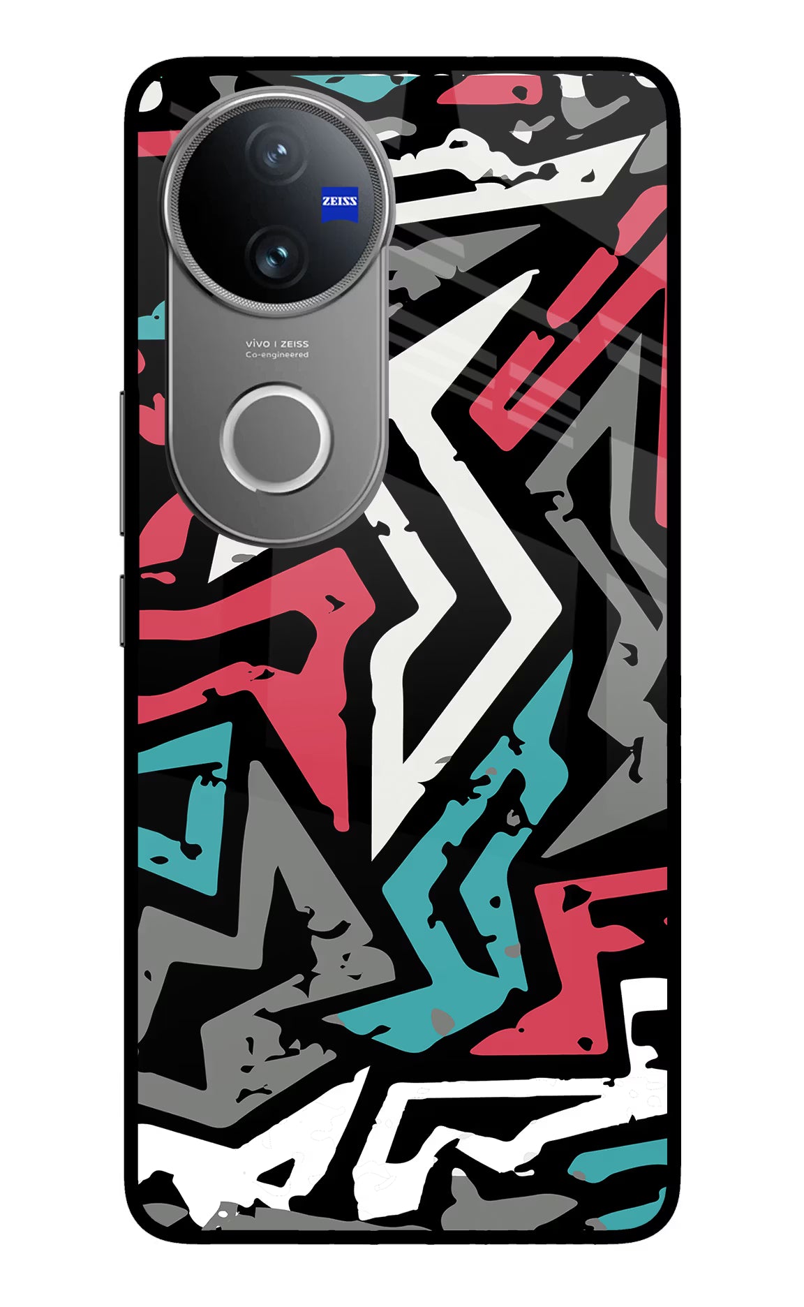 Geometric Graffiti Vivo V50 5G Glass Case Back Cover by Casekaro