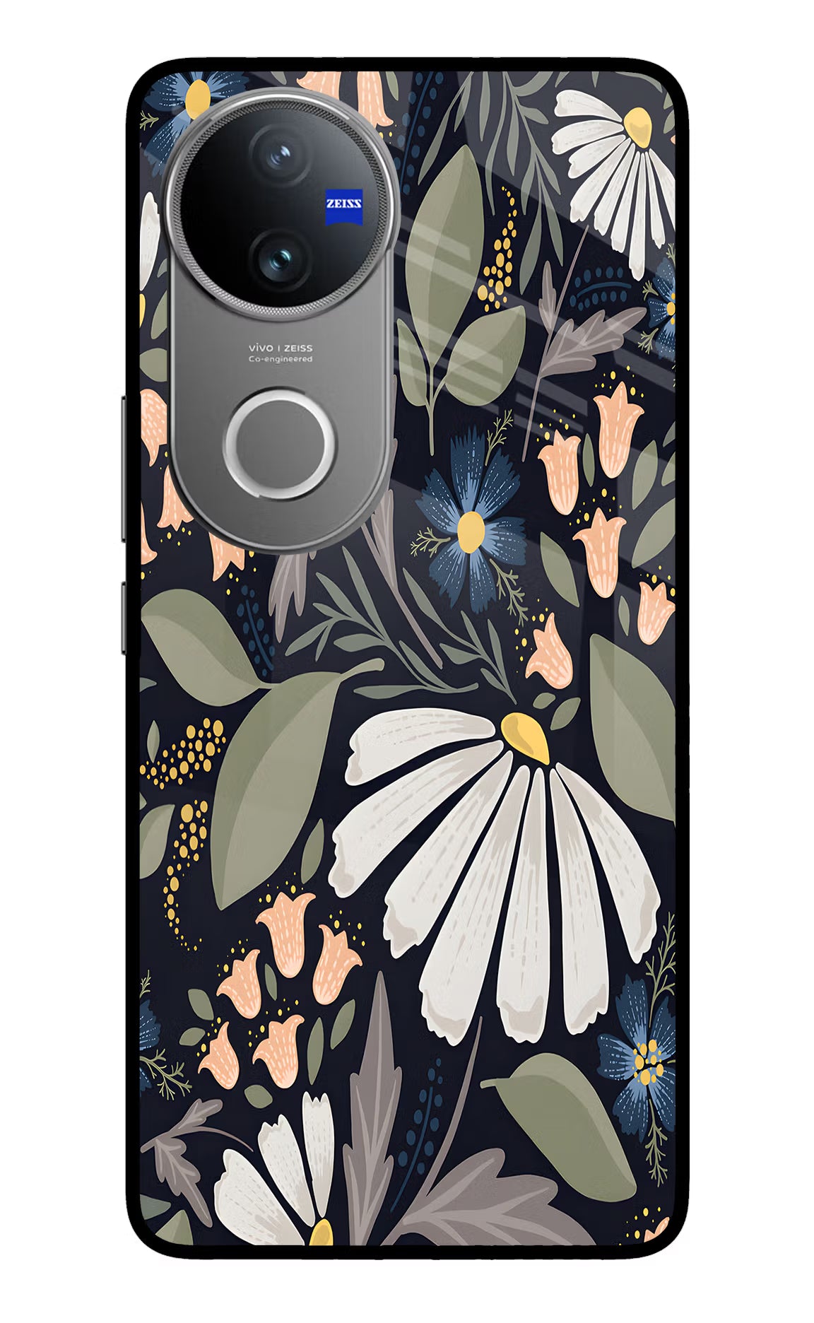 Flowers Art Vivo V50 5G Glass Case - Flowers Art Vivo V50 5G Glass Case Flowers Art Vivo V50 5G Glass Case