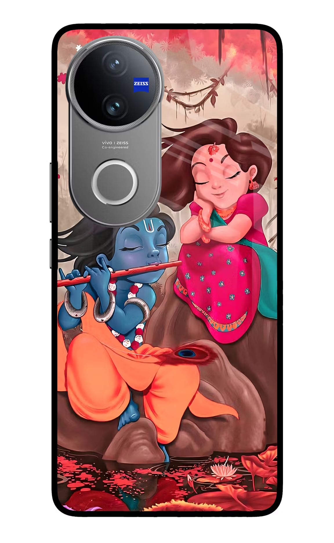 Radhe Krishna Vivo V50 5G Glass Case Back Cover by Casekaro