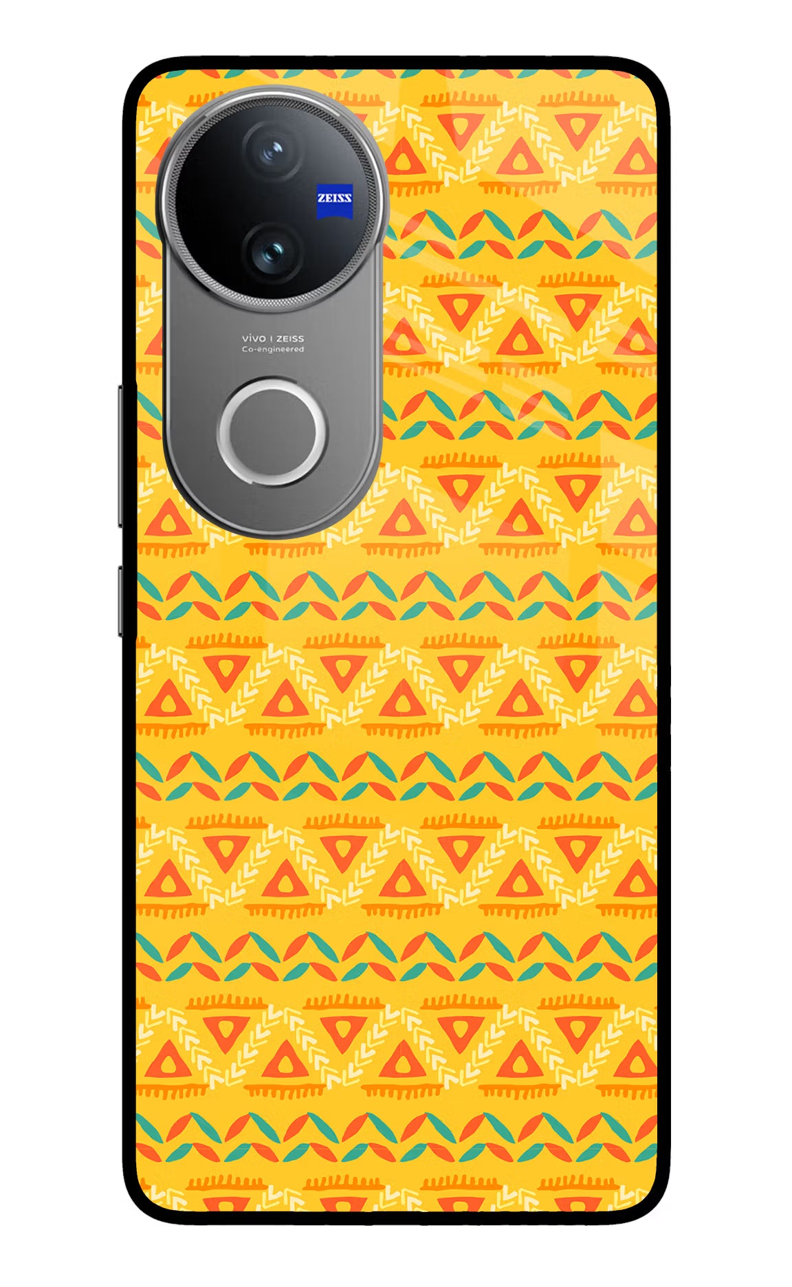 Tribal Pattern Vivo V50 5G Glass Case Back Cover by Casekaro