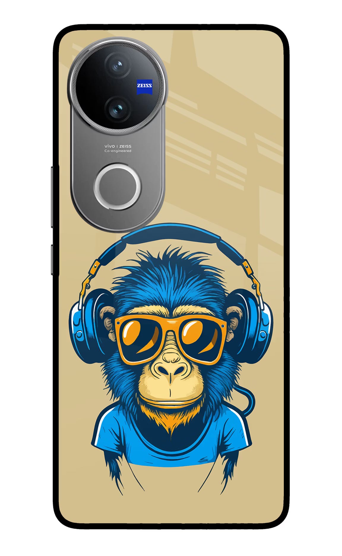 Monkey Headphone Vivo V50 5G Glass Case Back Cover by Casekaro