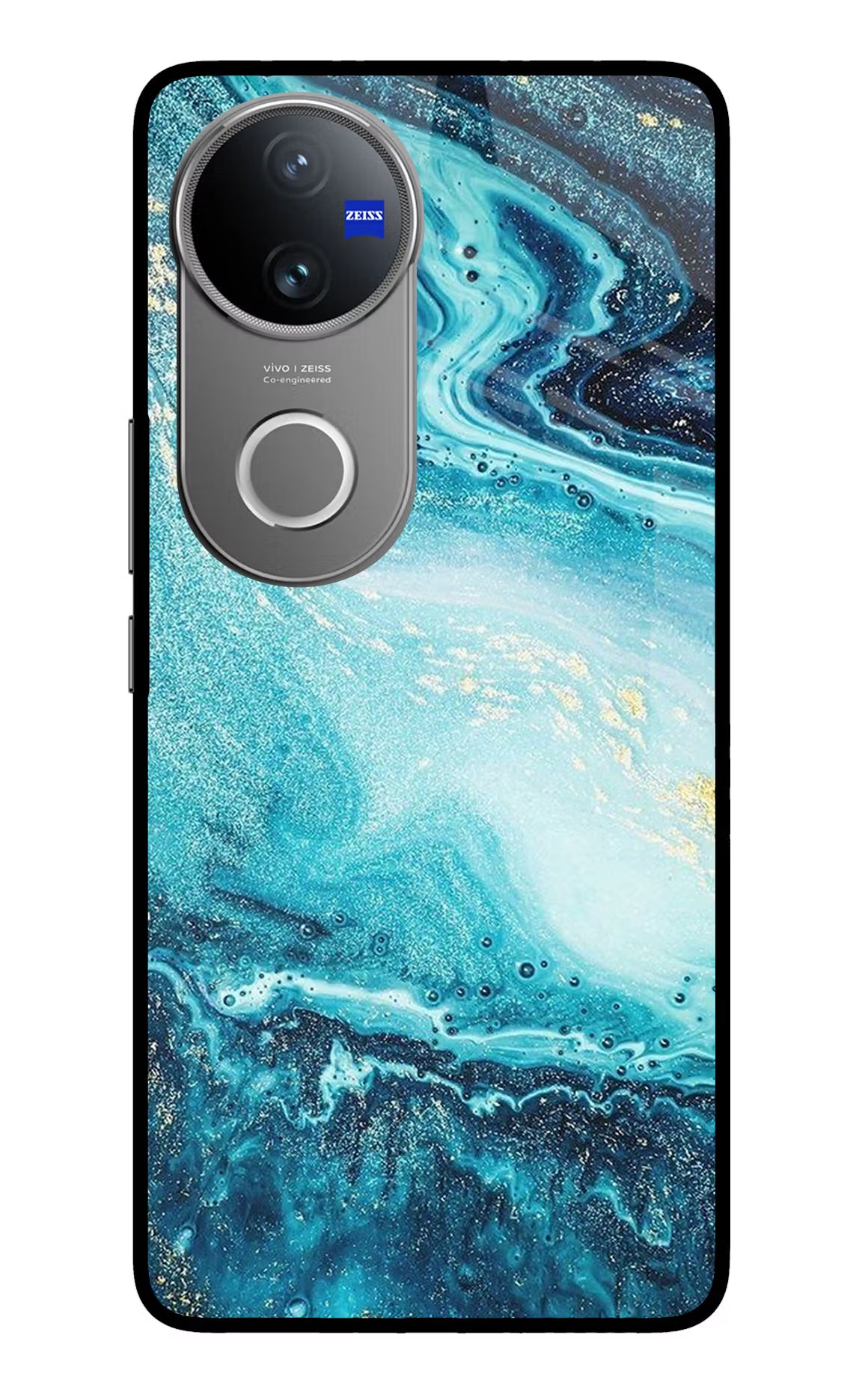 Blue Glitter Marble Vivo V50 5G Glass Case - Blue Glitter Marble Vivo V50 5G Glass Case Blue Glitter Marble Vivo V50 5G Glass Case