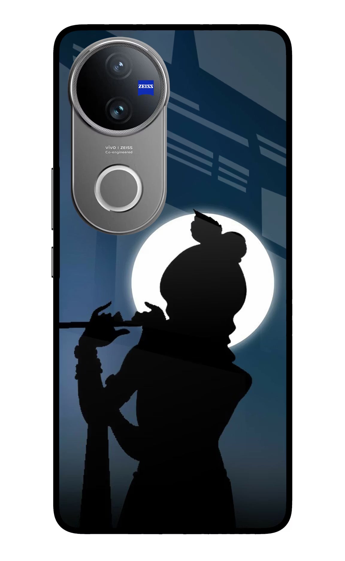 Shri Krishna Silhouette Vivo V50 5G Glass Case Back Cover by Casekaro