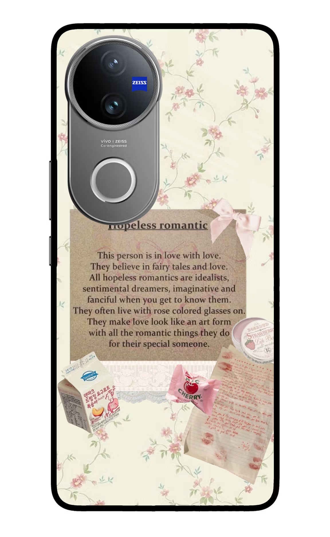 Hopeless Romantic Vivo V50 5G Glass Case Back Cover by Casekaro