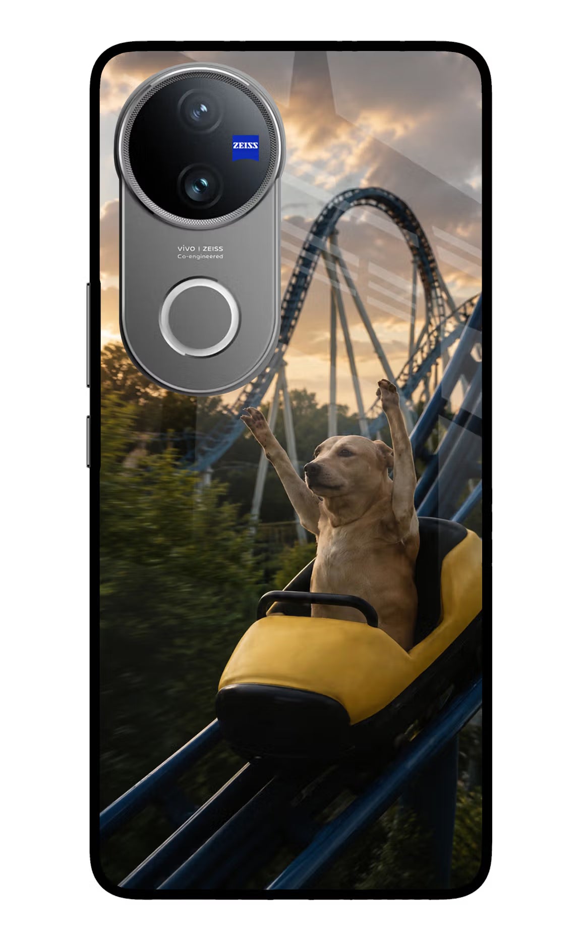 Rollercoaster Dog Vivo V50 5G Glass Case - Rollercoaster Dog Vivo V50 5G Glass Case Rollercoaster Dog Vivo V50 5G Glass Case