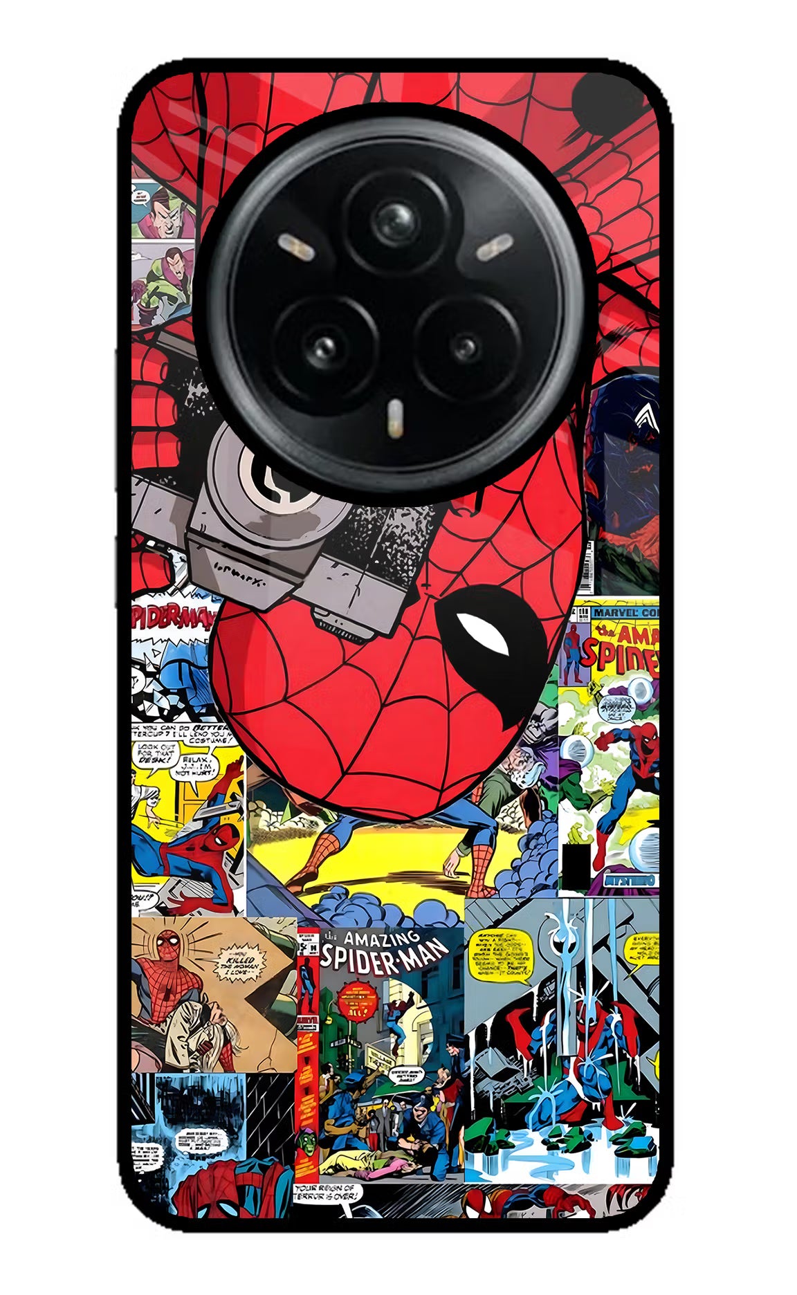 Spider Man Realme 14 Pro Plus 5G Glass Case - Spider Man Realme 14 Pro Plus 5G Glass Case Spider Man Realme 14 Pro Plus 5G Glass Case