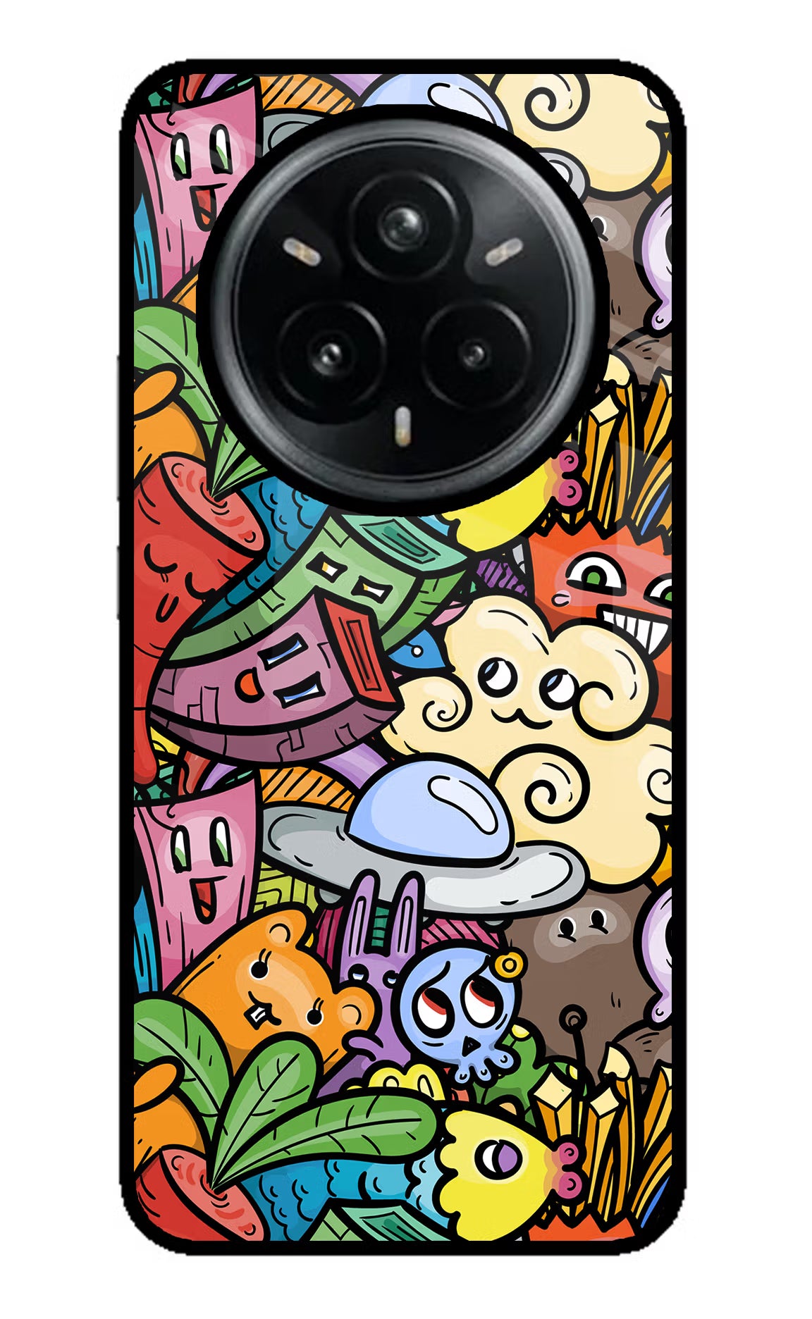 Veggie Doodle Realme 14 Pro Plus 5G Glass Case - Veggie Doodle Realme 14 Pro Plus 5G Glass Case Veggie Doodle Realme 14 Pro Plus 5G Glass Case
