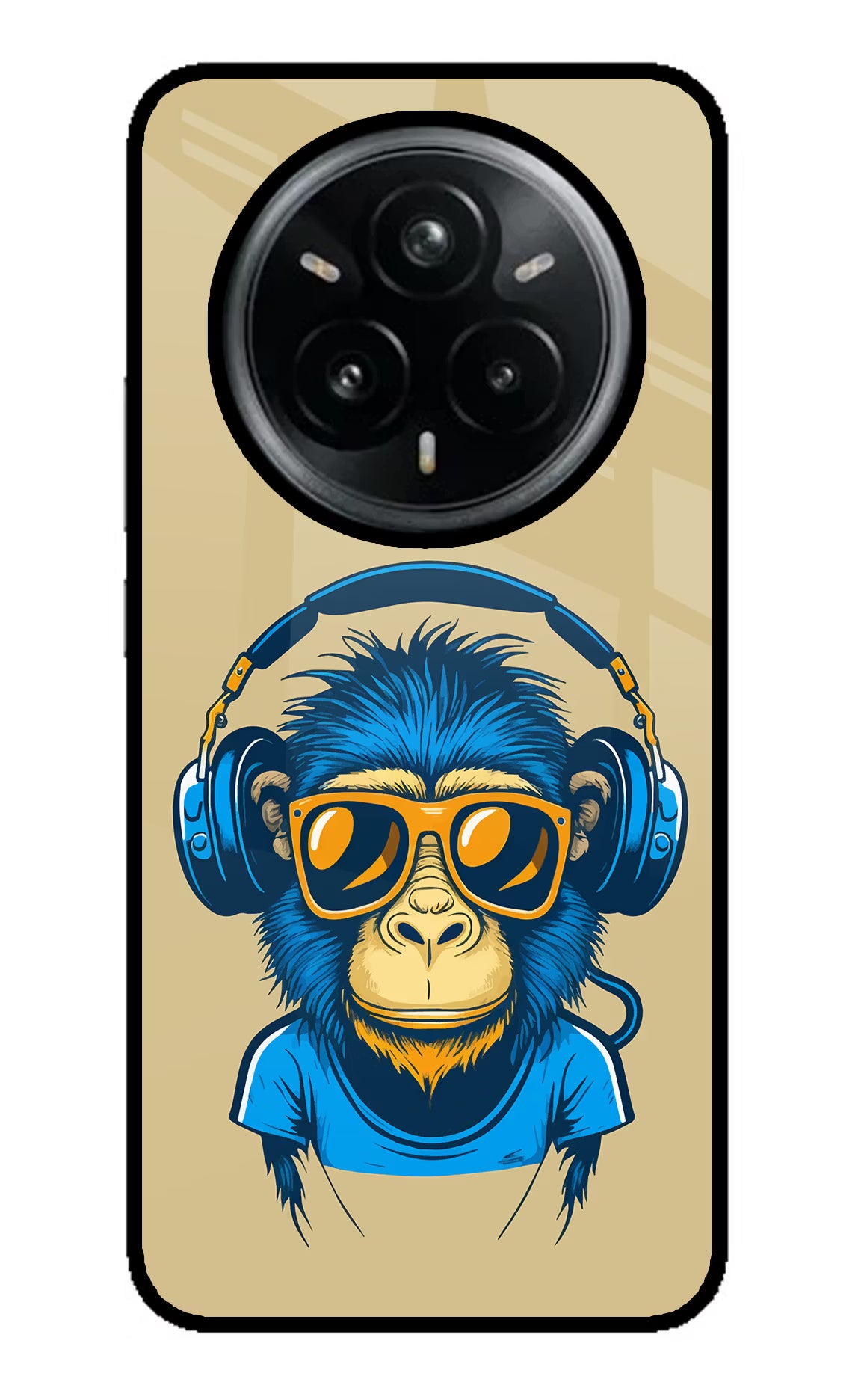 Monkey Headphone Realme 14 Pro Plus 5G Glass Case - Monkey Headphone Realme 14 Pro Plus 5G Glass Case Monkey Headphone Realme 14 Pro Plus 5G Glass Case