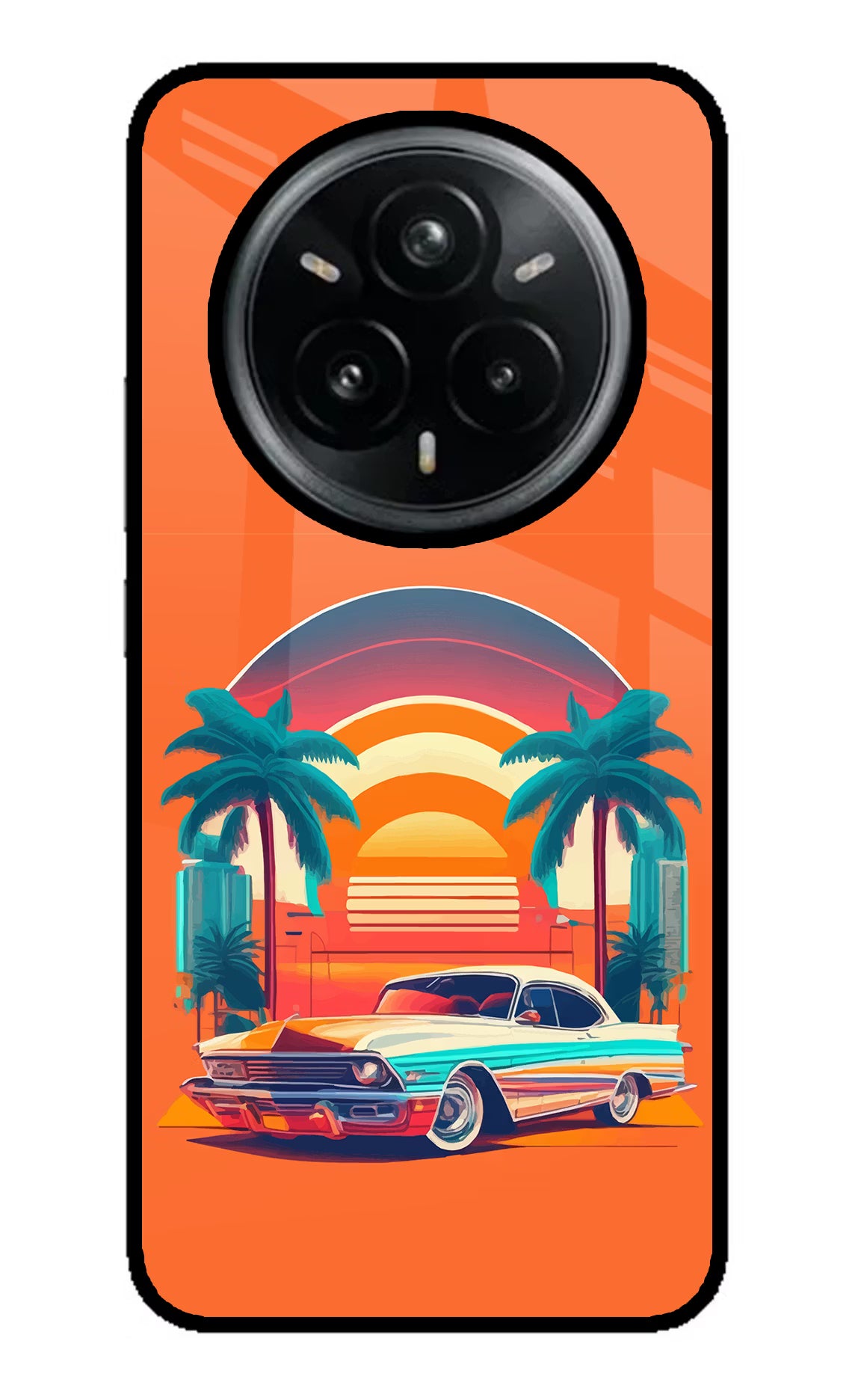 Palm Drive 80s Realme 14 Pro Plus 5G Glass Case - Palm Drive 80s Realme 14 Pro Plus 5G Glass Case Palm Drive 80s Realme 14 Pro Plus 5G Glass Case