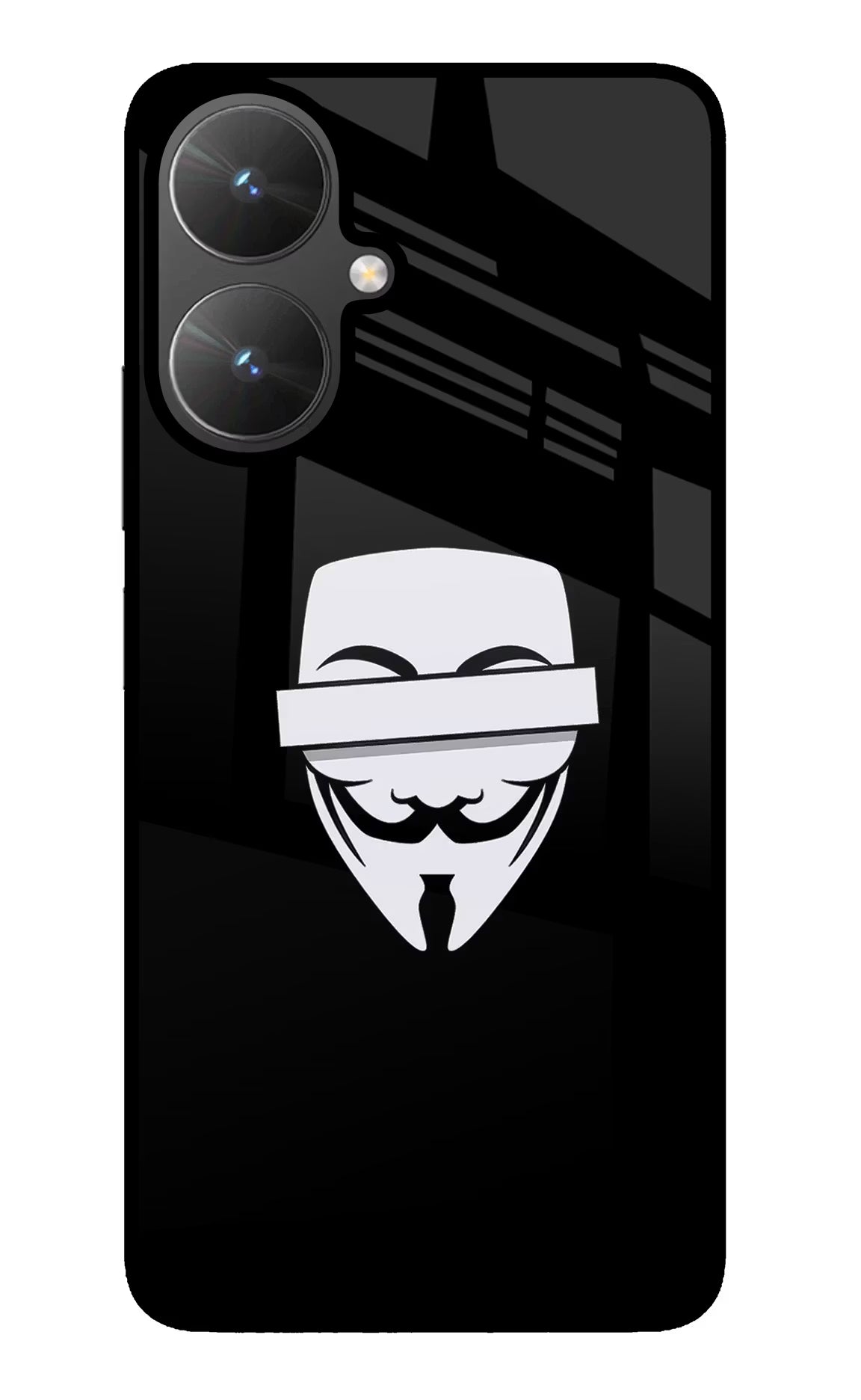 Anonymous Face Poco M6 5G Back Cover - Anonymous Face Poco M6 5G Glass Case Back Cover by Casekaro Anonymous Face Poco M6 5G Glass Case Back Cover by Casekaro
