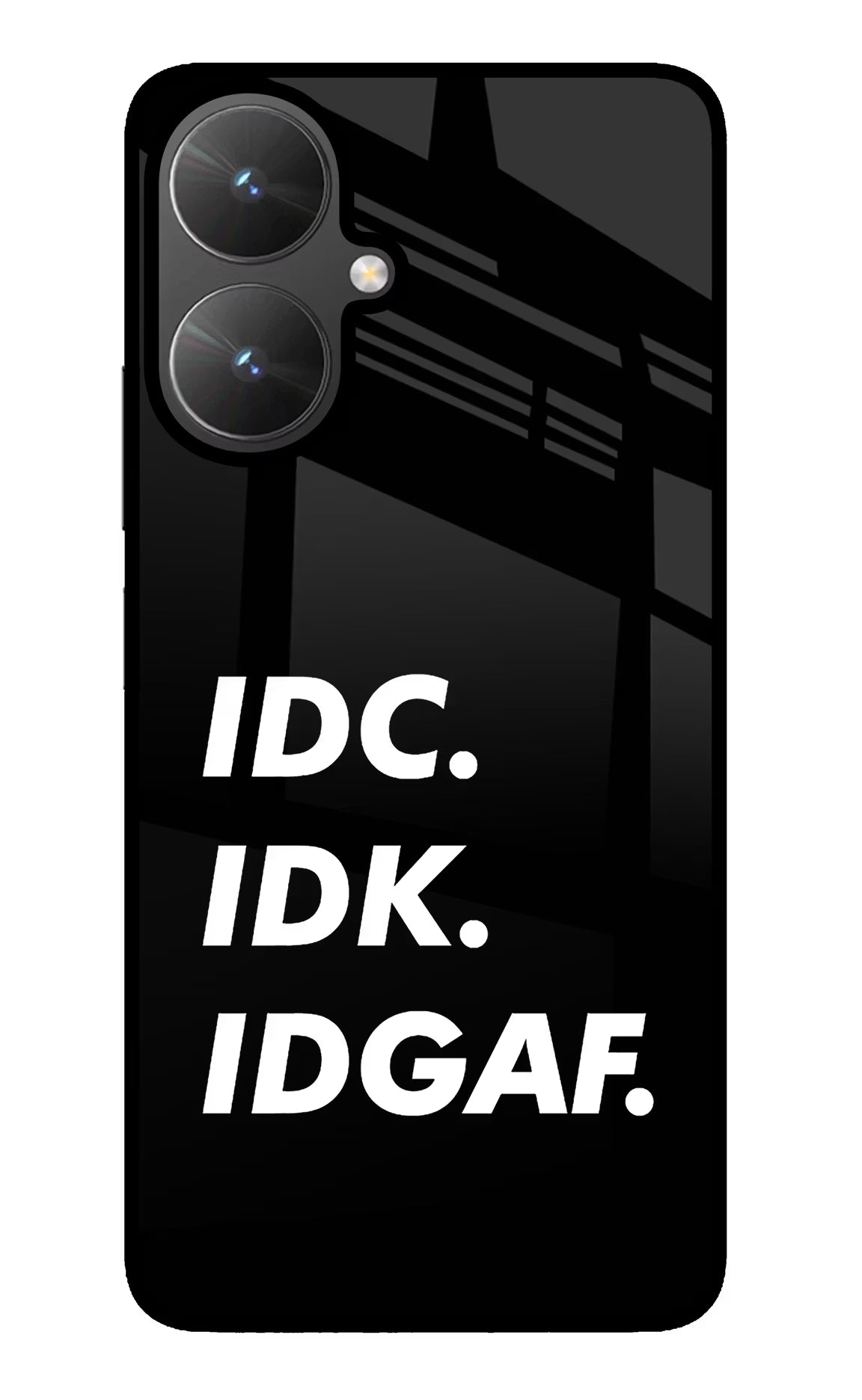 Idc Idk Idgaf Poco M6 5G Back Cover - Idc Idk Idgaf Poco M6 5G Glass Case Back Cover by Casekaro Idc Idk Idgaf Poco M6 5G Glass Case Back Cover by Casekaro