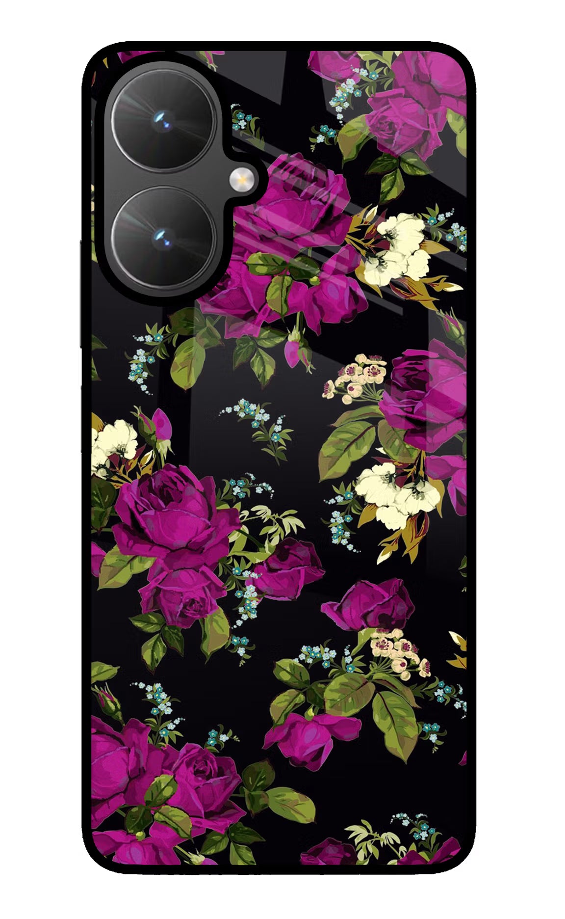 Flowers Poco M6 5G Back Cover - Flowers Poco M6 5G Glass Case Back Cover by Casekaro Flowers Poco M6 5G Glass Case Back Cover by Casekaro