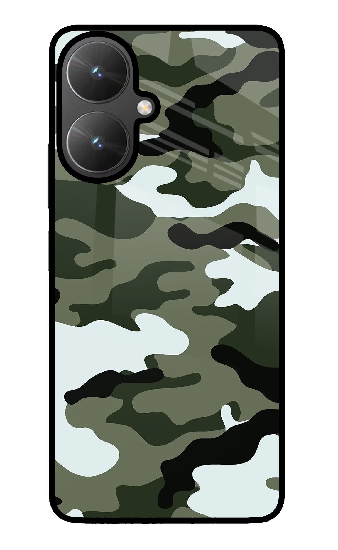 Camouflage Poco M6 5G Back Cover - Camouflage Poco M6 5G Glass Case Back Cover by Casekaro Camouflage Poco M6 5G Glass Case Back Cover by Casekaro