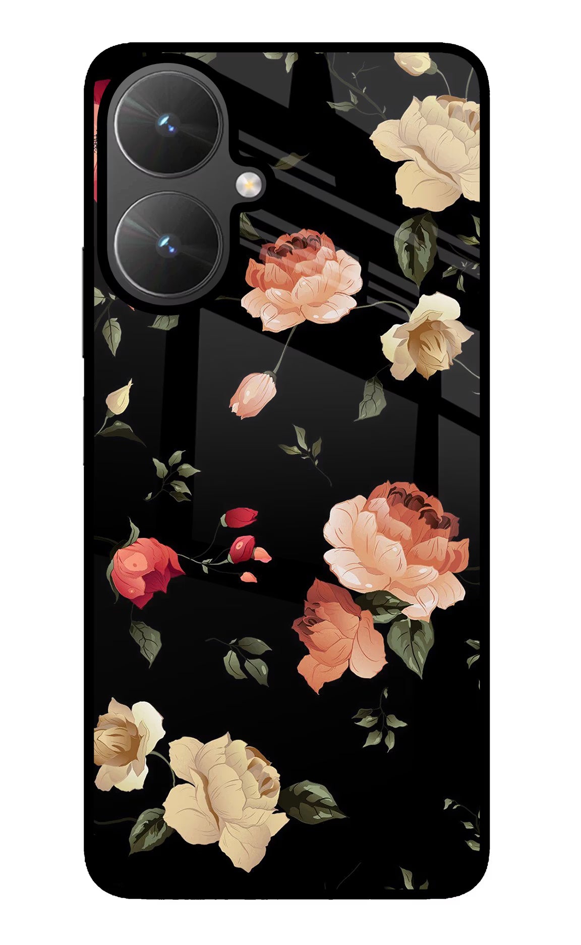 Flowers Poco M6 5G Glass Case - Flowers Poco M6 5G Glass Case Flowers Poco M6 5G Glass Case