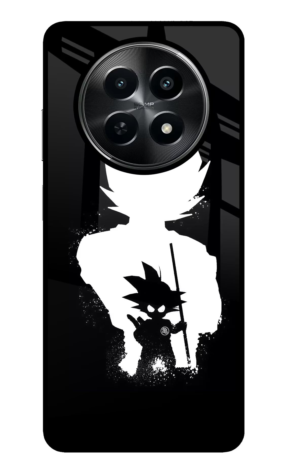 Goku Shadow Realme C65 5G Back Cover - Goku Shadow Realme C65 5G Glass Case Back Cover by Casekaro Goku Shadow Realme C65 5G Glass Case Back Cover by Casekaro