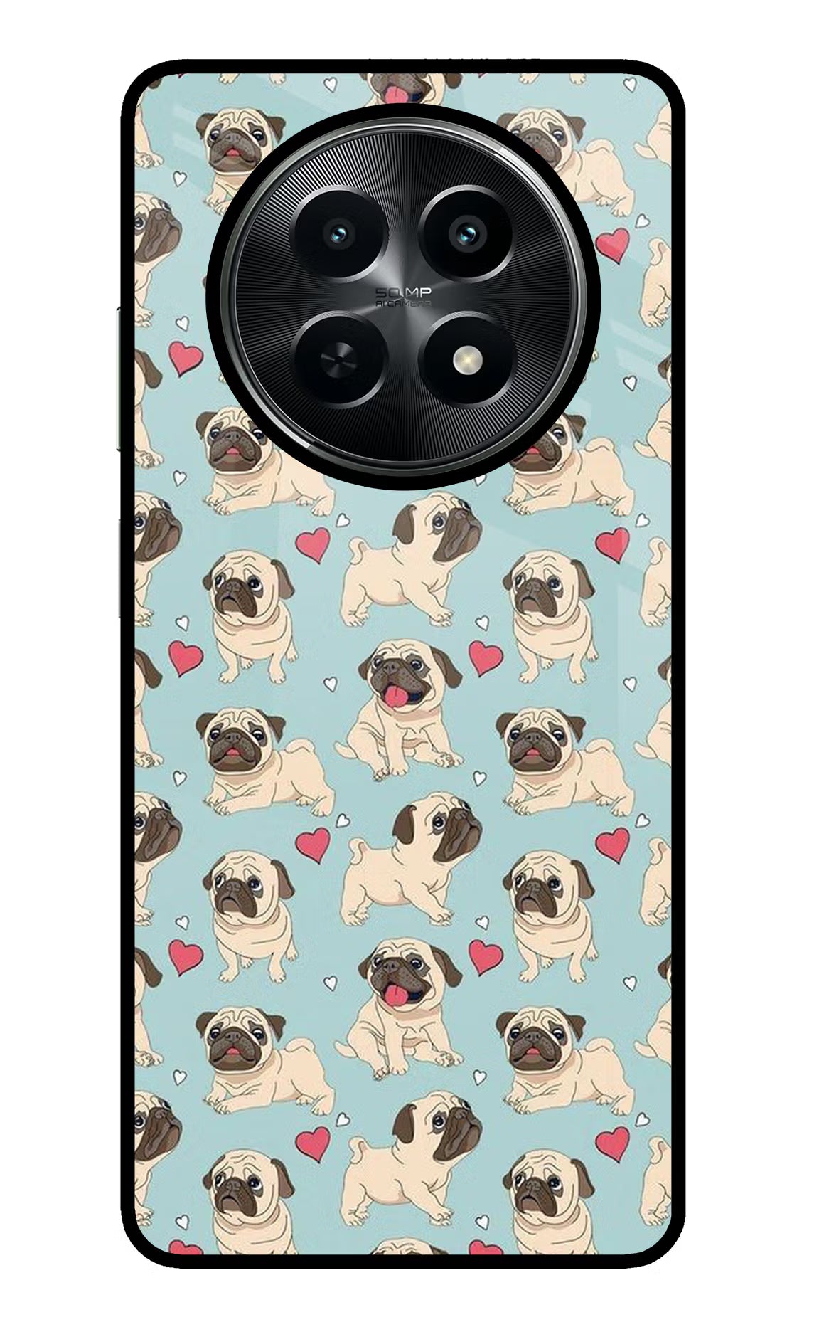 Pug Dog Realme C65 5G Back Cover - Pug Dog Realme C65 5G Glass Case Back Cover by Casekaro Pug Dog Realme C65 5G Glass Case Back Cover by Casekaro