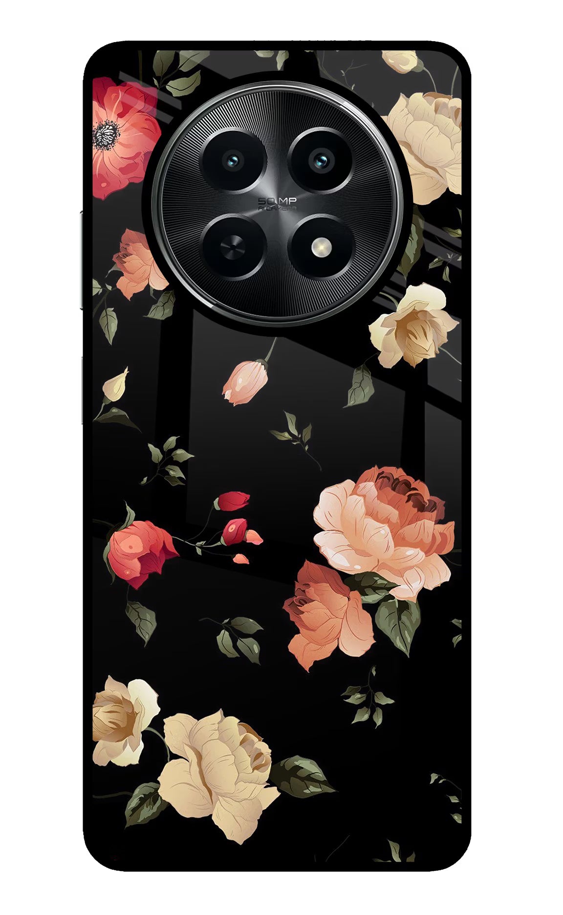 Flowers Realme C65 5G Glass Case - Flowers Realme C65 5G Glass Case Flowers Realme C65 5G Glass Case