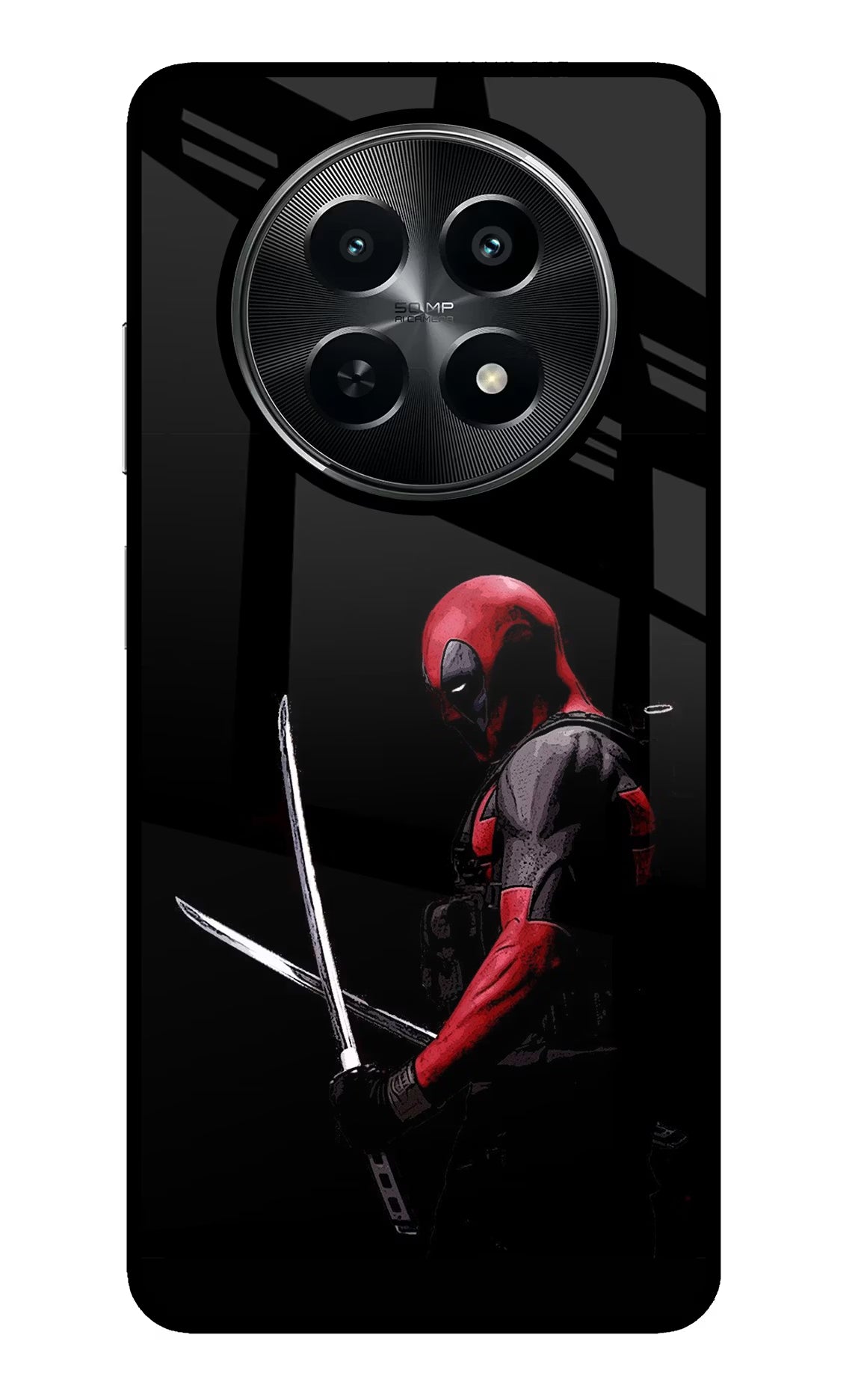 Deadpool Realme C65 5G Glass Case Back Cover by Casekaro