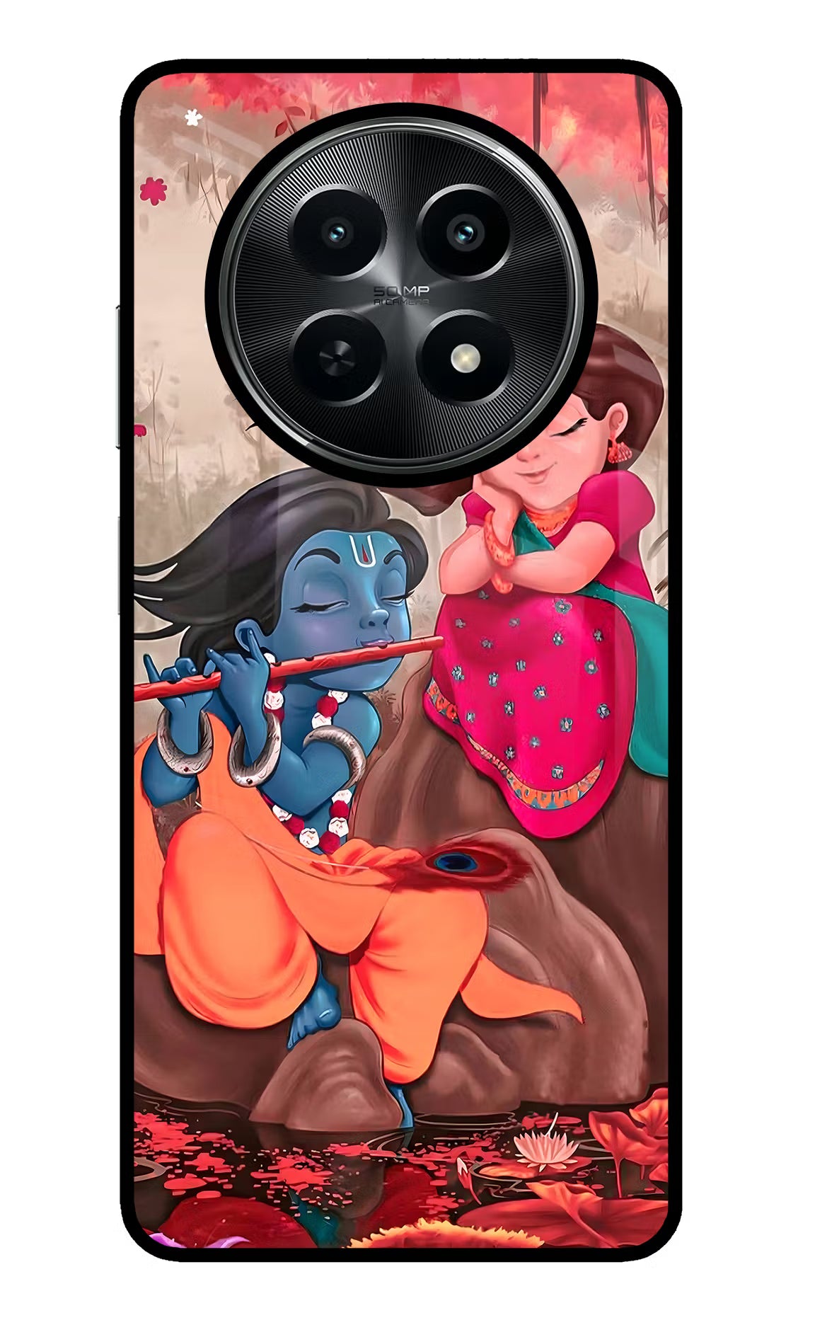 Radhe Krishna Realme C65 5G Glass Case Back Cover by Casekaro