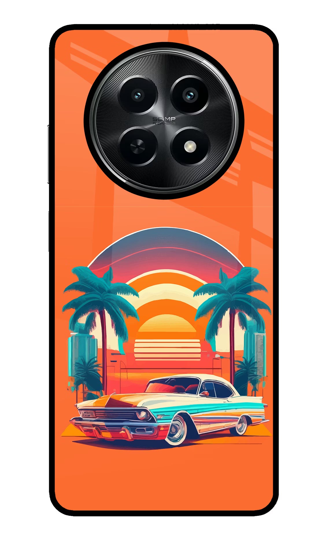 Palm Drive 80s Realme C65 5G Glass Case Back Cover by Casekaro