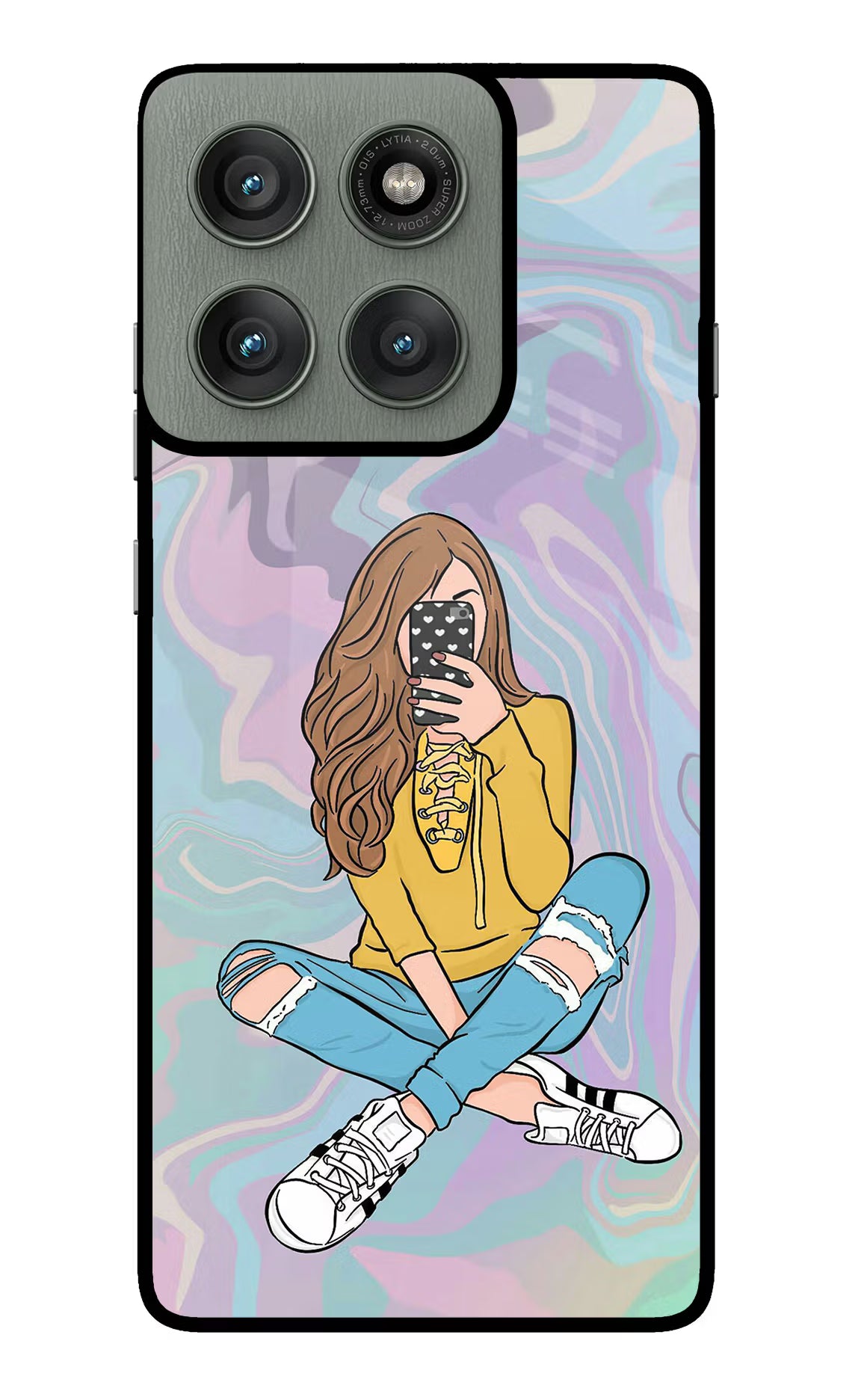 Selfie Girl Moto Edge 60 Pro Back Cover - Selfie Girl Moto Edge 60 Pro Glass Case Back Cover by Casekaro Selfie Girl Moto Edge 60 Pro Glass Case Back Cover by Casekaro