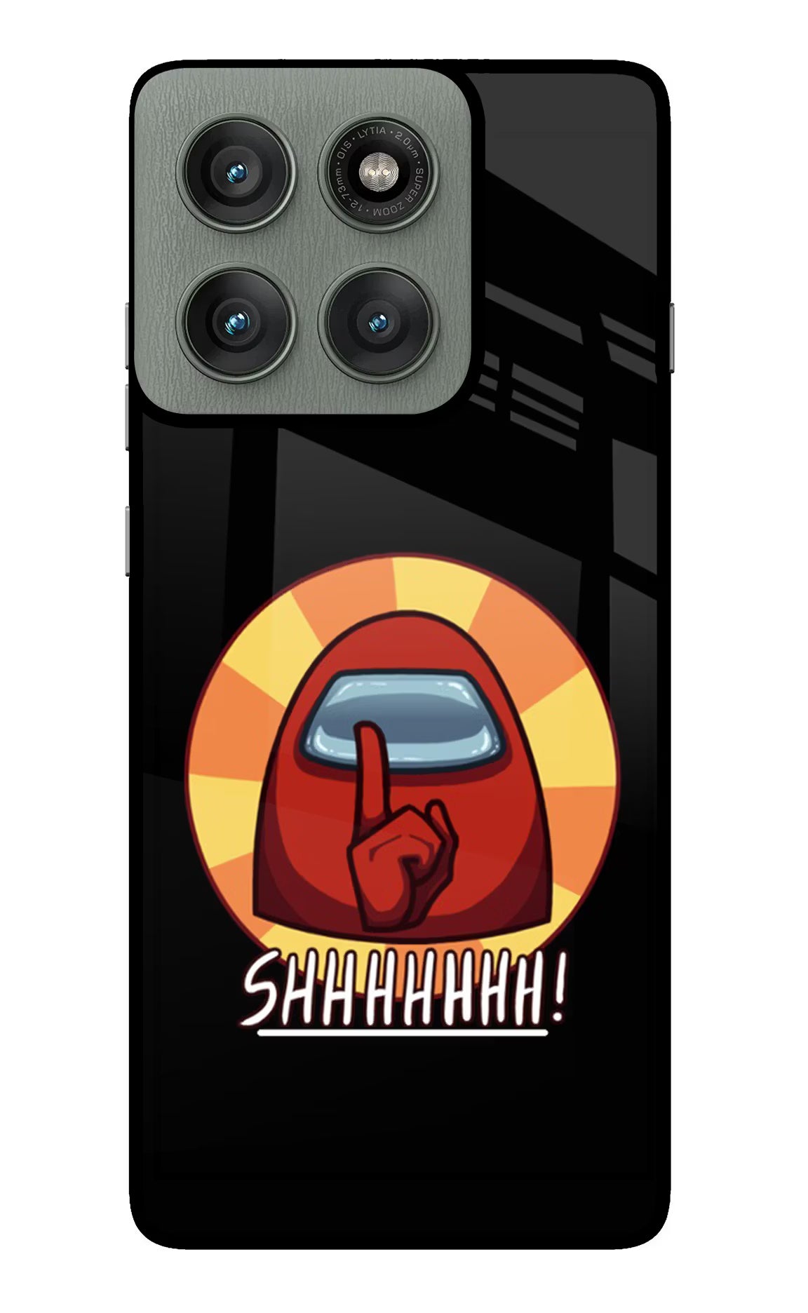 Among Us Shhh! Moto Edge 60 Pro Back Cover - Among Us Shhh! Moto Edge 60 Pro Glass Case Back Cover by Casekaro Among Us Shhh! Moto Edge 60 Pro Glass Case Back Cover by Casekaro