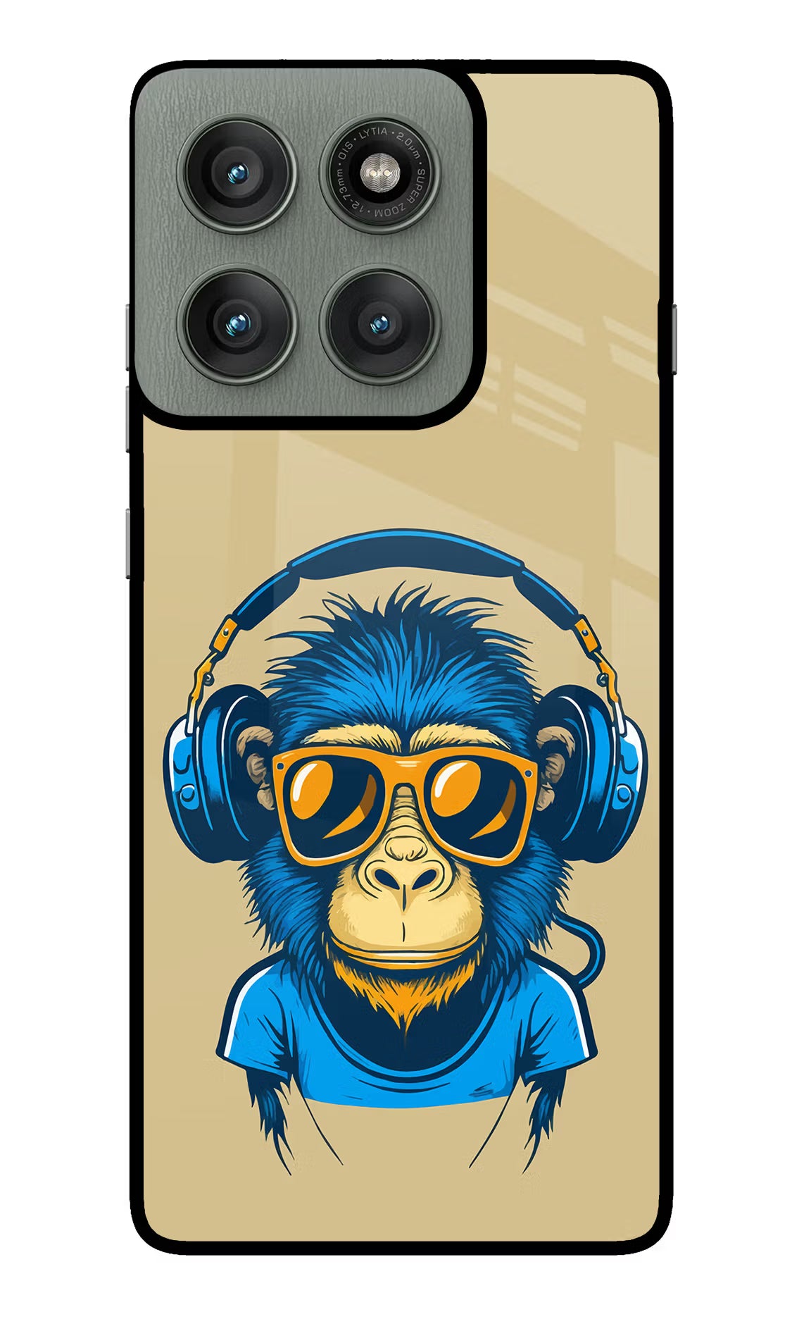 Monkey Headphone Moto Edge 60 Pro Back Cover - Monkey Headphone Moto Edge 60 Pro Glass Case Back Cover by Casekaro Monkey Headphone Moto Edge 60 Pro Glass Case Back Cover by Casekaro