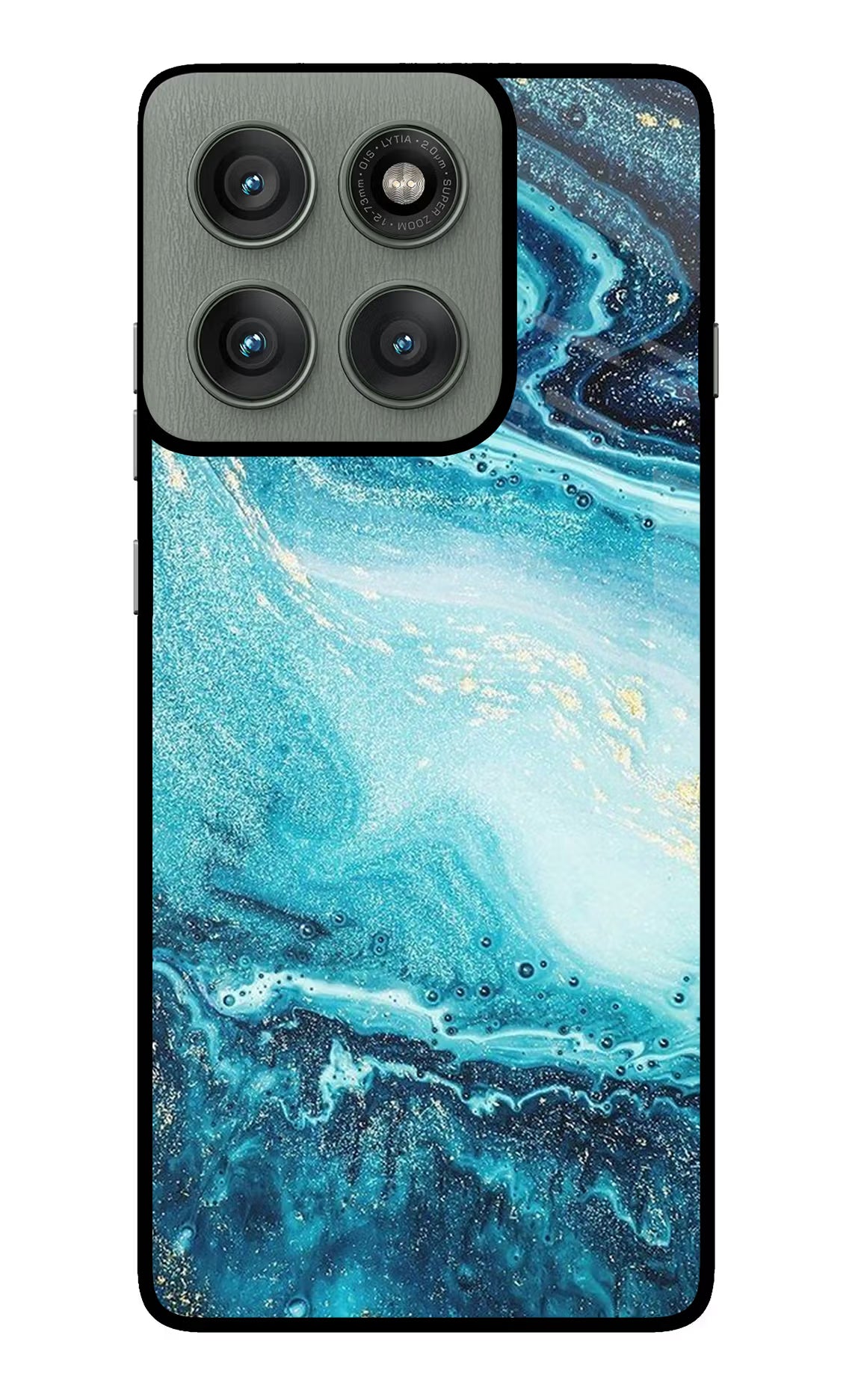 Blue Glitter Marble Moto Edge 60 Pro Back Cover - Blue Glitter Marble Moto Edge 60 Pro Glass Case Back Cover by Casekaro Blue Glitter Marble Moto Edge 60 Pro Glass Case Back Cover by Casekaro