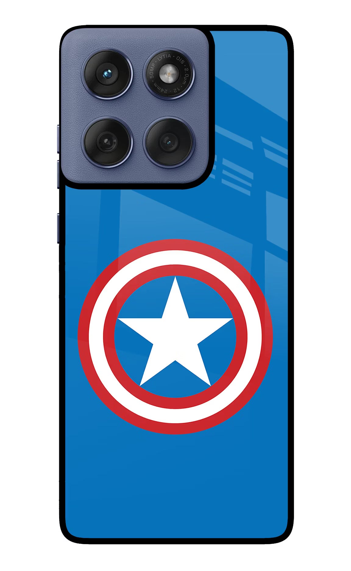 Captain America Logo Moto Edge 60 Fusion Glass Case Back Cover by Casekaro