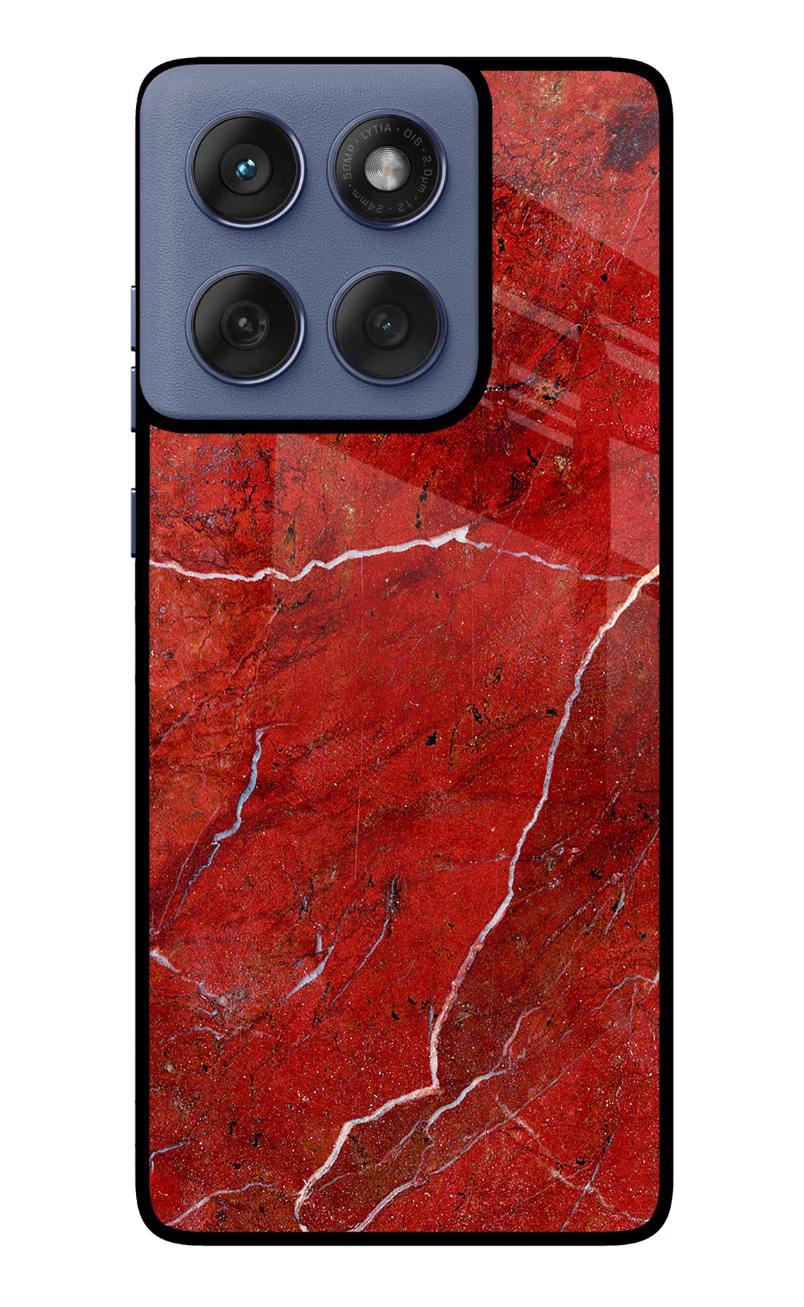 Red Marble Design Moto Edge 60 Fusion Glass Case Back Cover by Casekaro