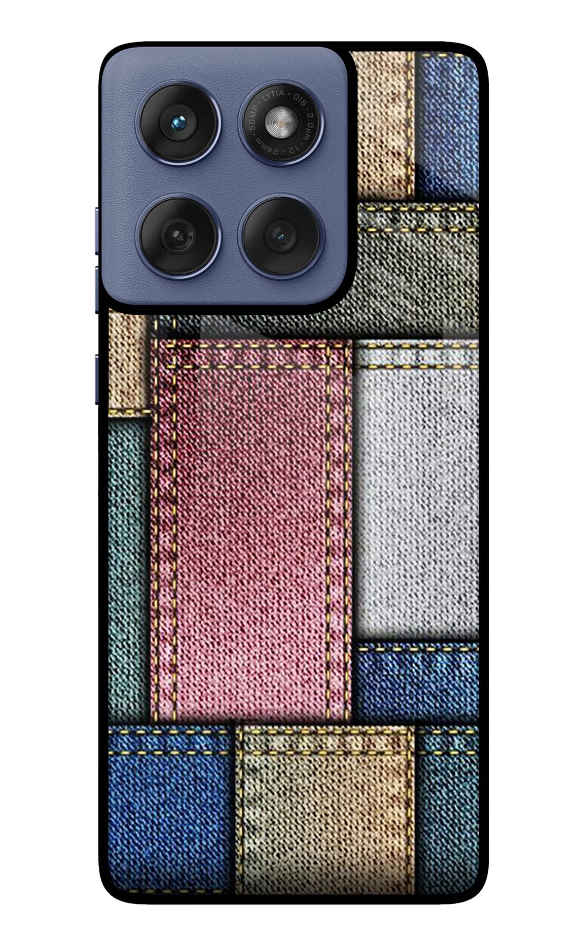 Multicolor Jeans Moto Edge 60 Fusion Back Cover - Multicolor Jeans Moto Edge 60 Fusion Glass Case Back Cover by Casekaro Multicolor Jeans Moto Edge 60 Fusion Glass Case Back Cover by Casekaro