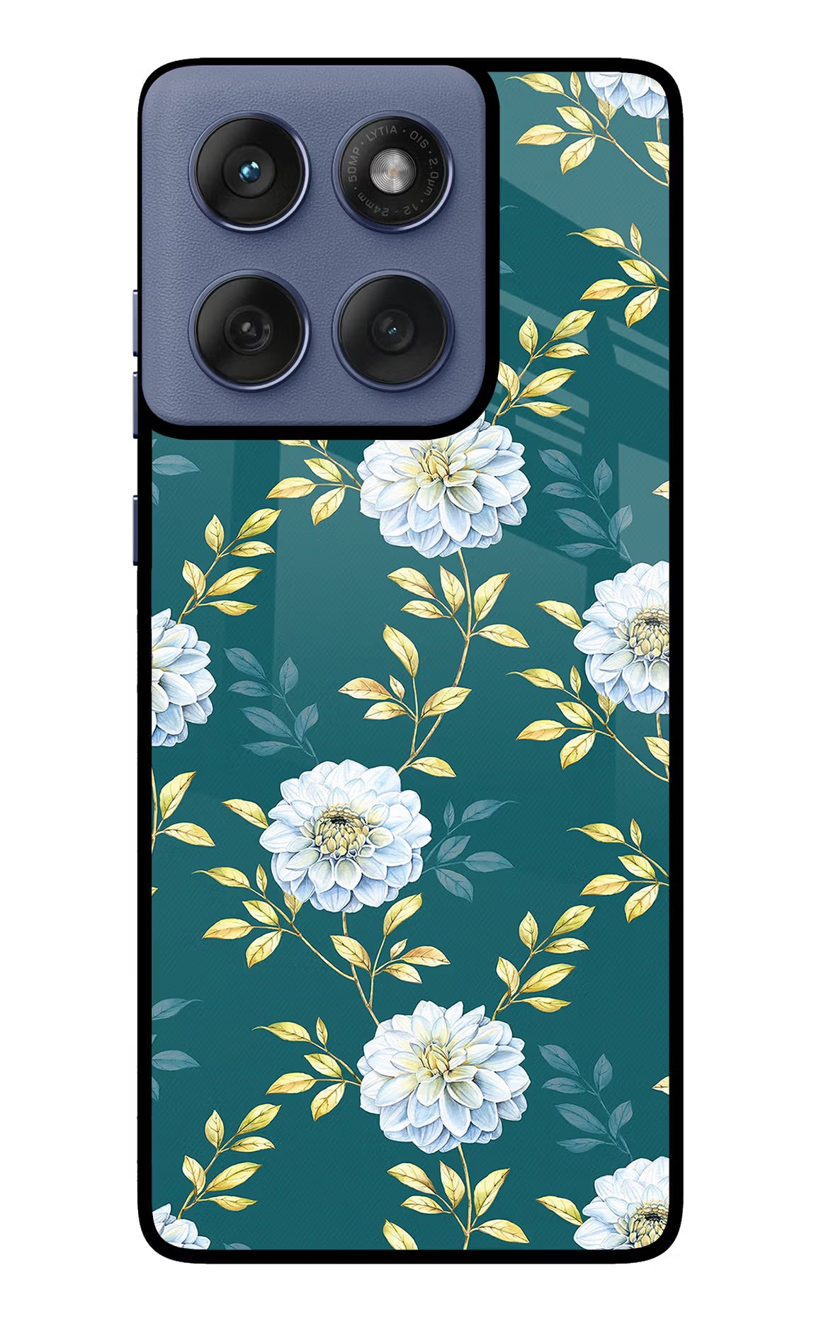 Flowers Moto Edge 60 Fusion Glass Case Back Cover by Casekaro