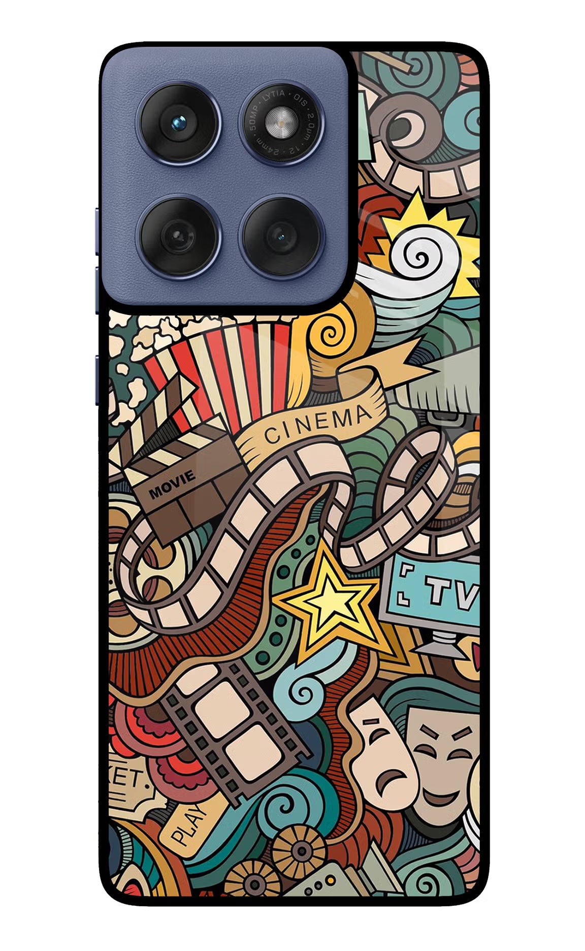 Cinema Abstract Moto Edge 60 Fusion Glass Case Back Cover by Casekaro